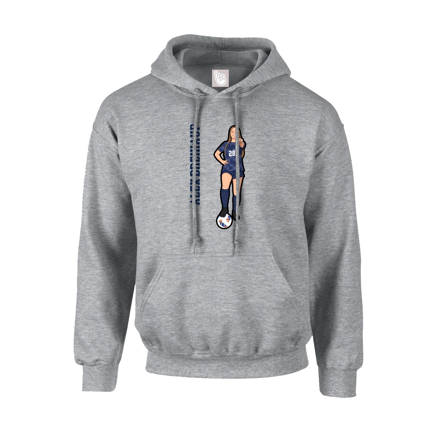 Youth Hoodie — Name Vertical in Grey