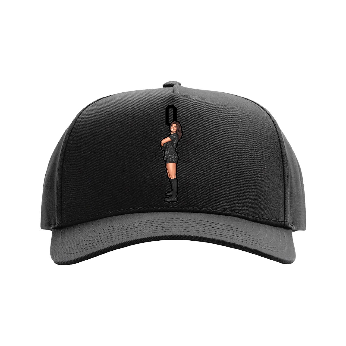 Full Fabric Five-Panel Champ Cap — Number Top in Black