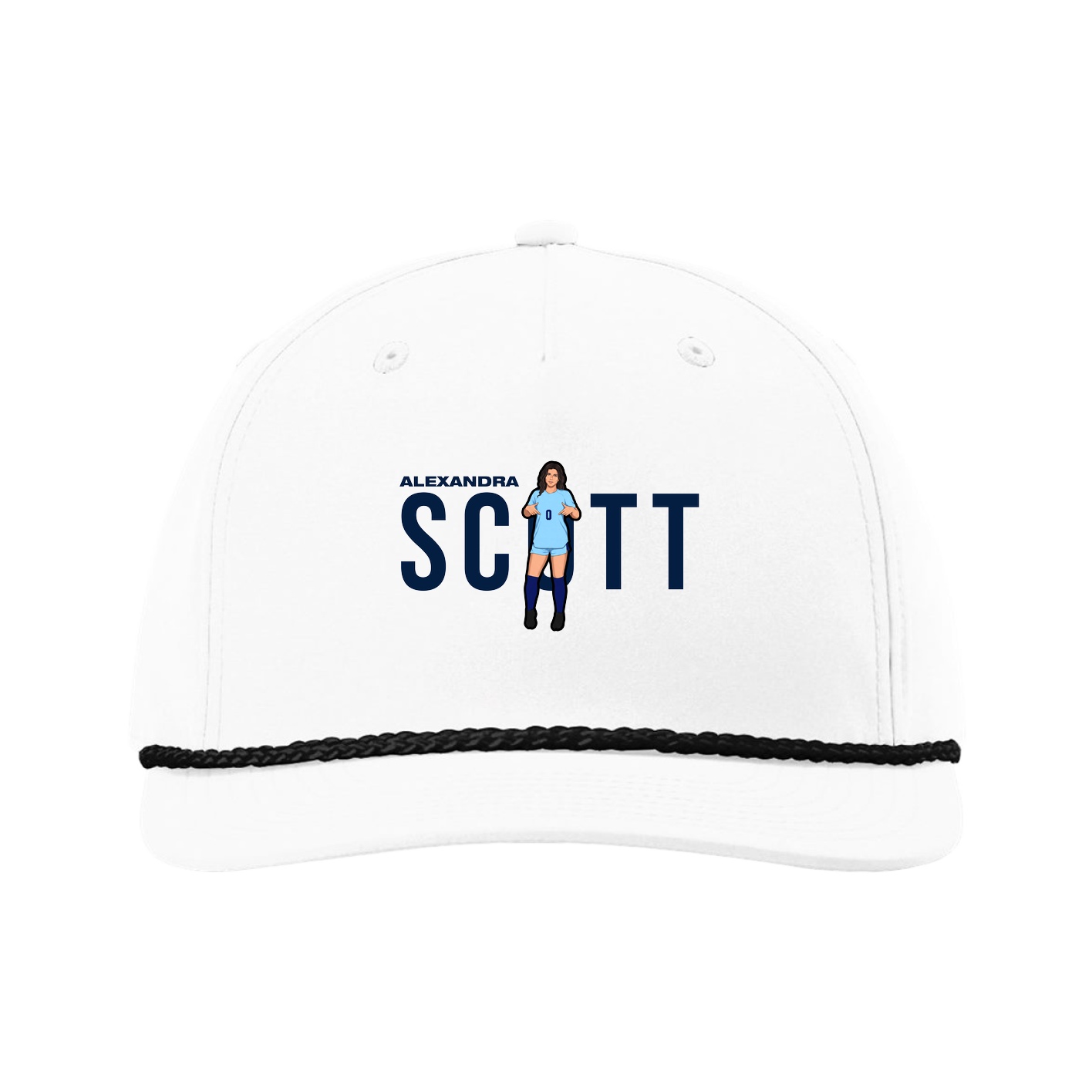 Five-Panel Classic Rope Cap — Player Name in White