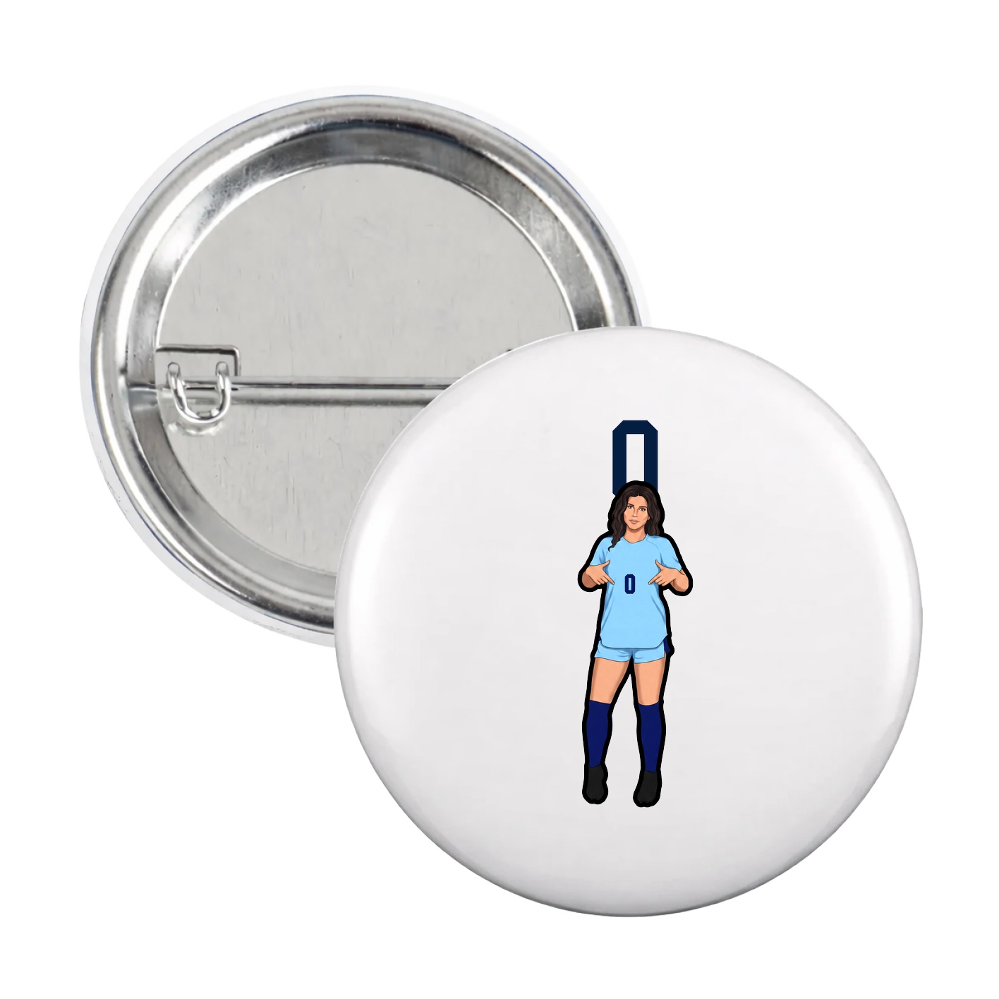Game Day Button — Number Top in White