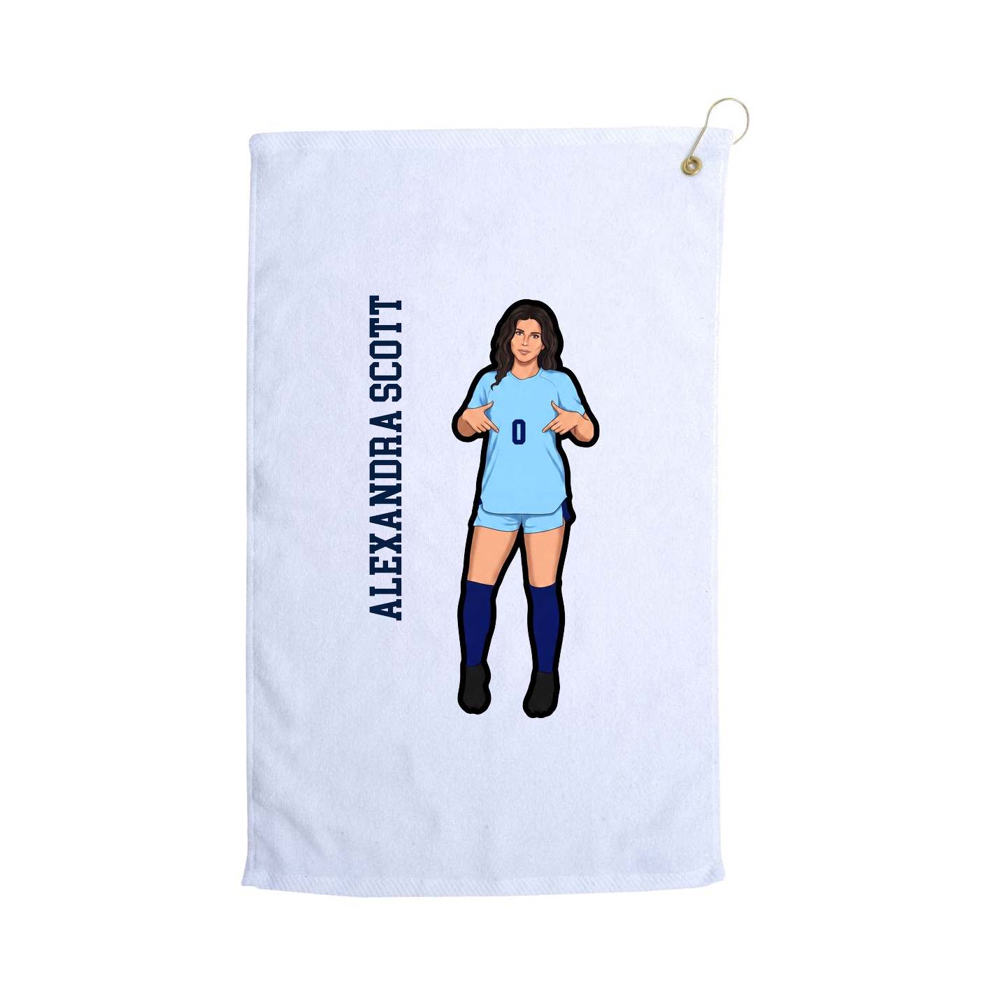 Golf Towel — Name Vertical in White