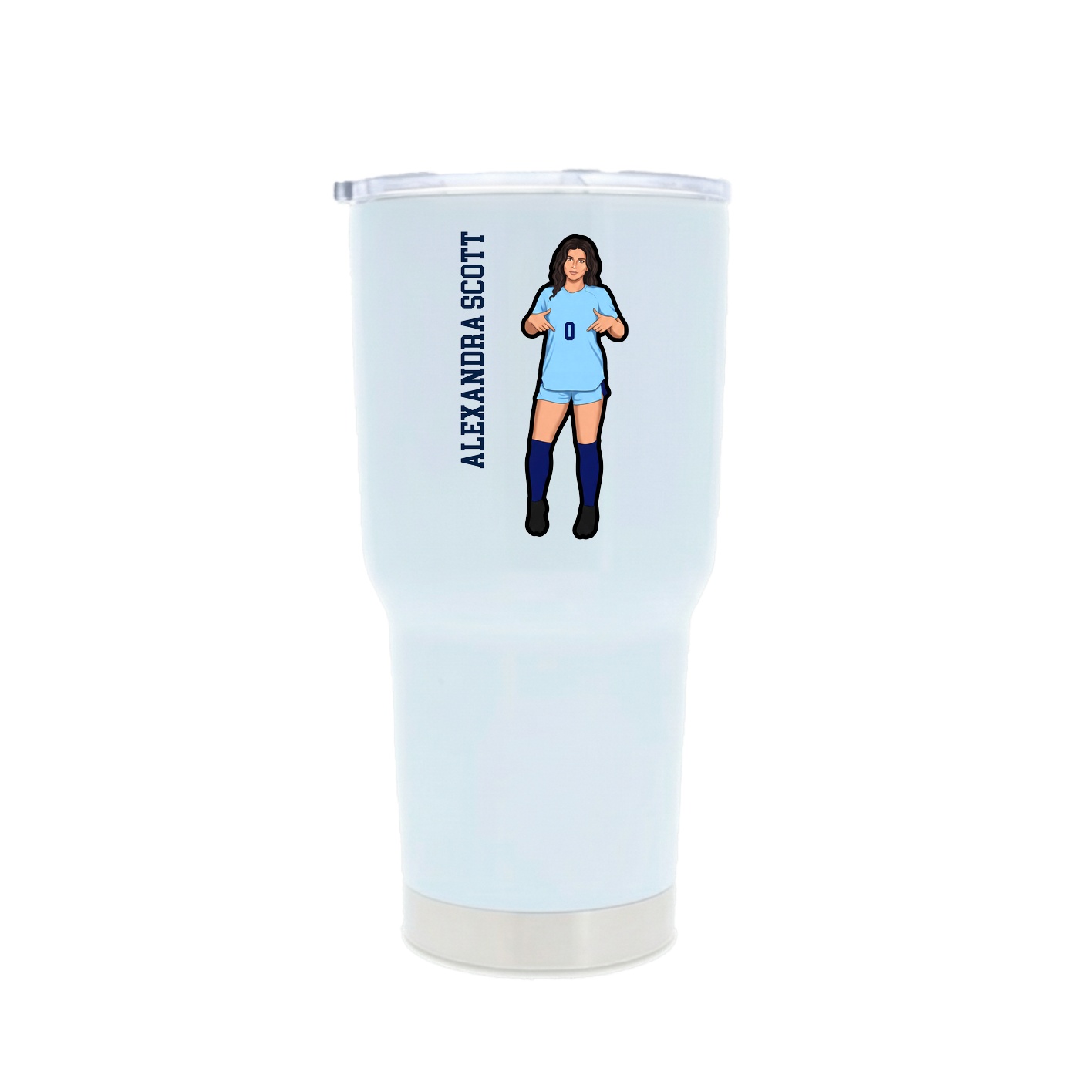 30oz Stainless Steel Tumbler — Name Vertical in White