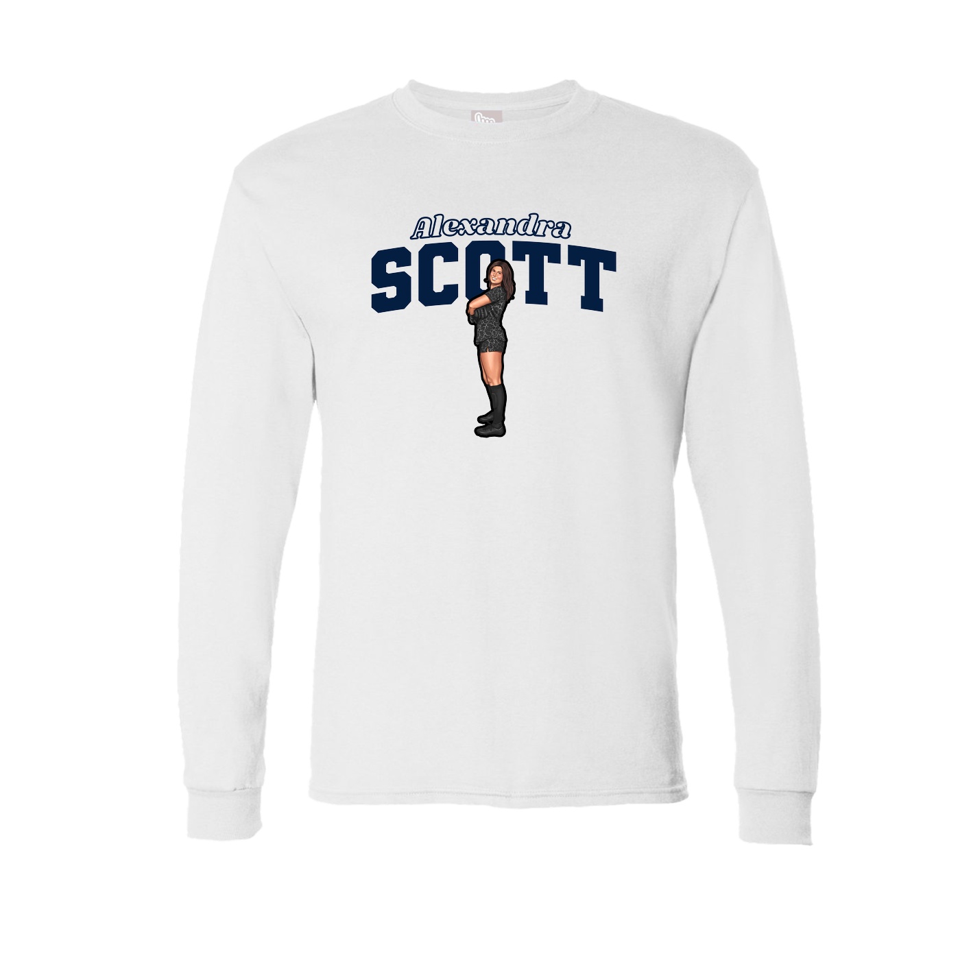 Long Sleeve Tee — Name Arch in White