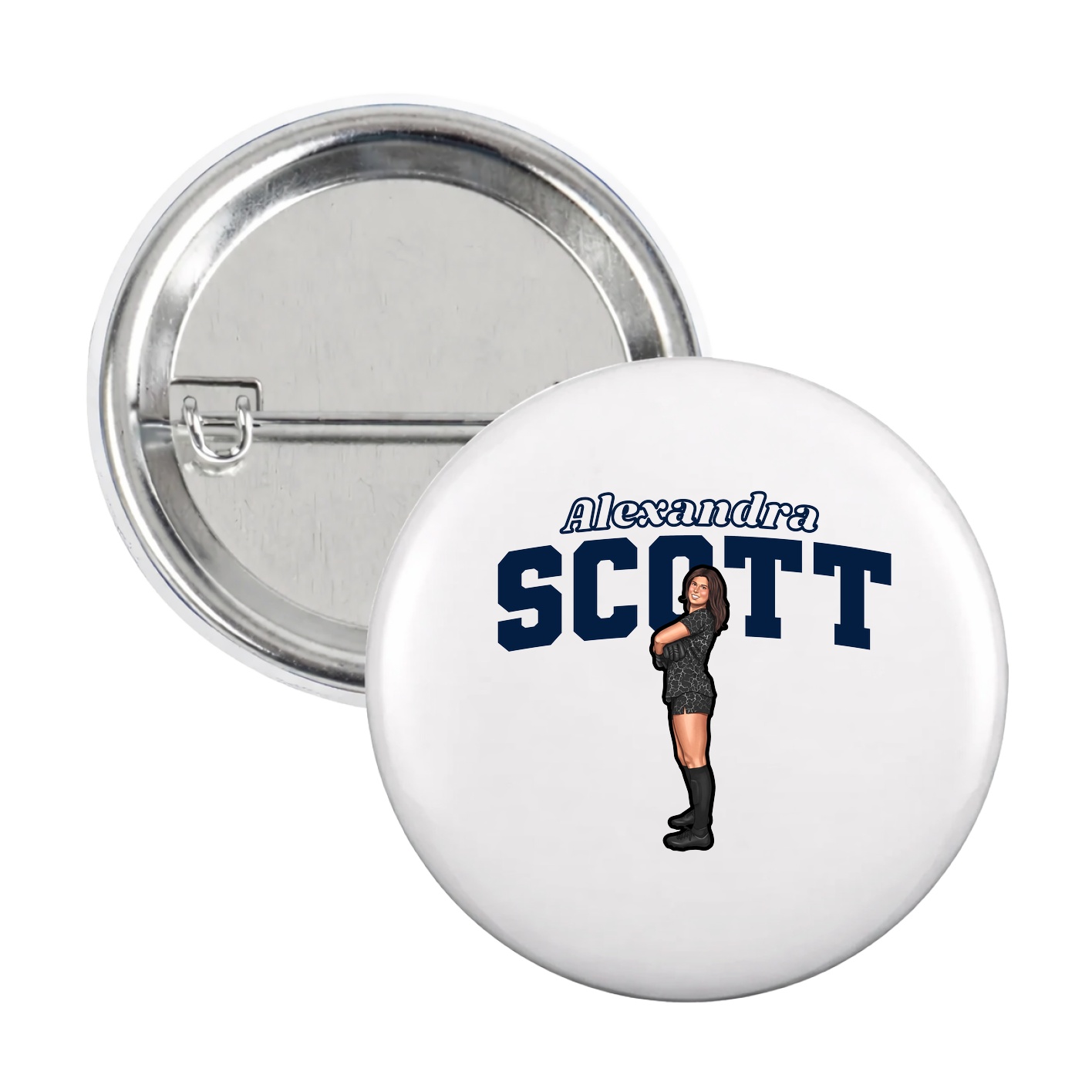 Game Day Button — Name Arch in White