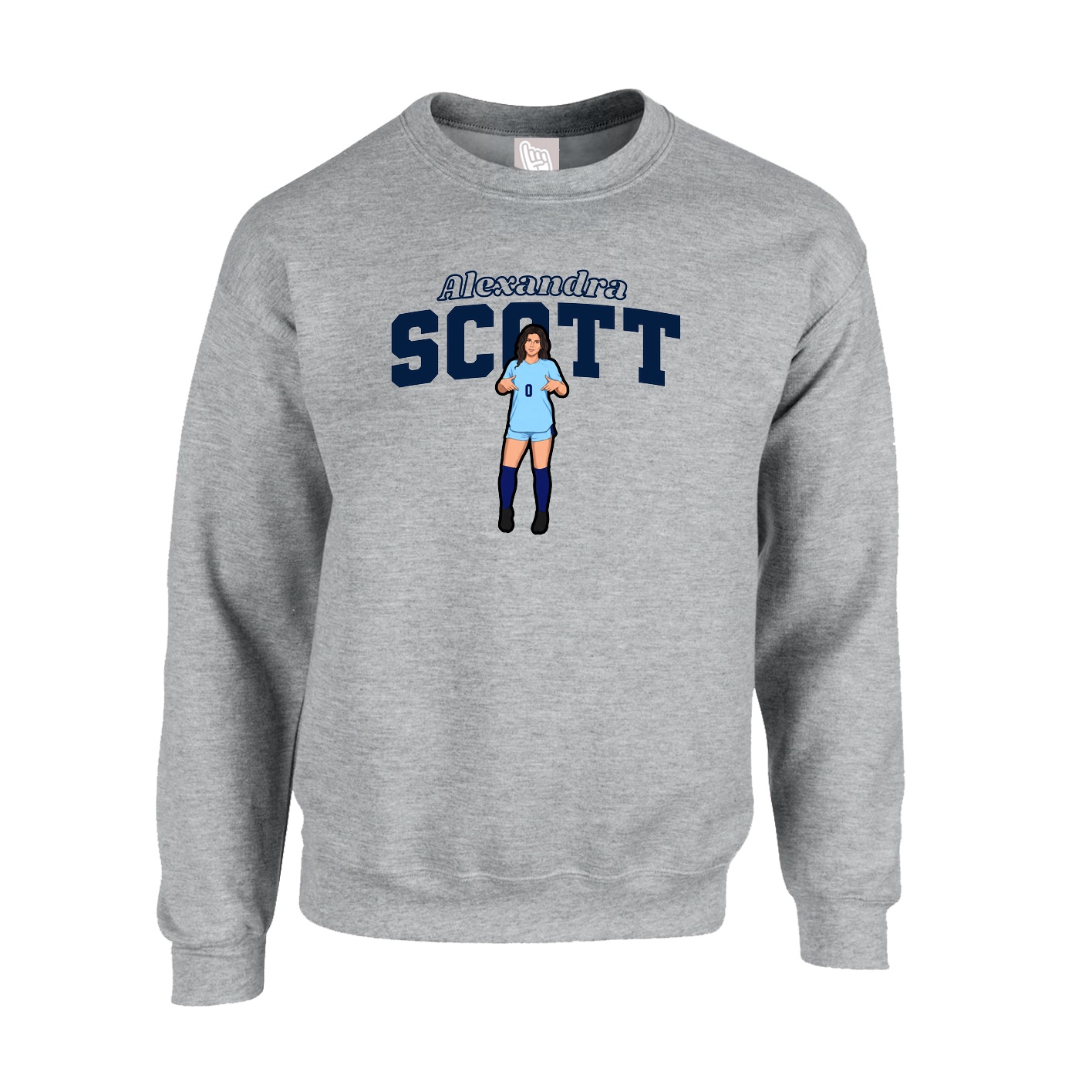 Fleece Crew — Name Arch in Grey