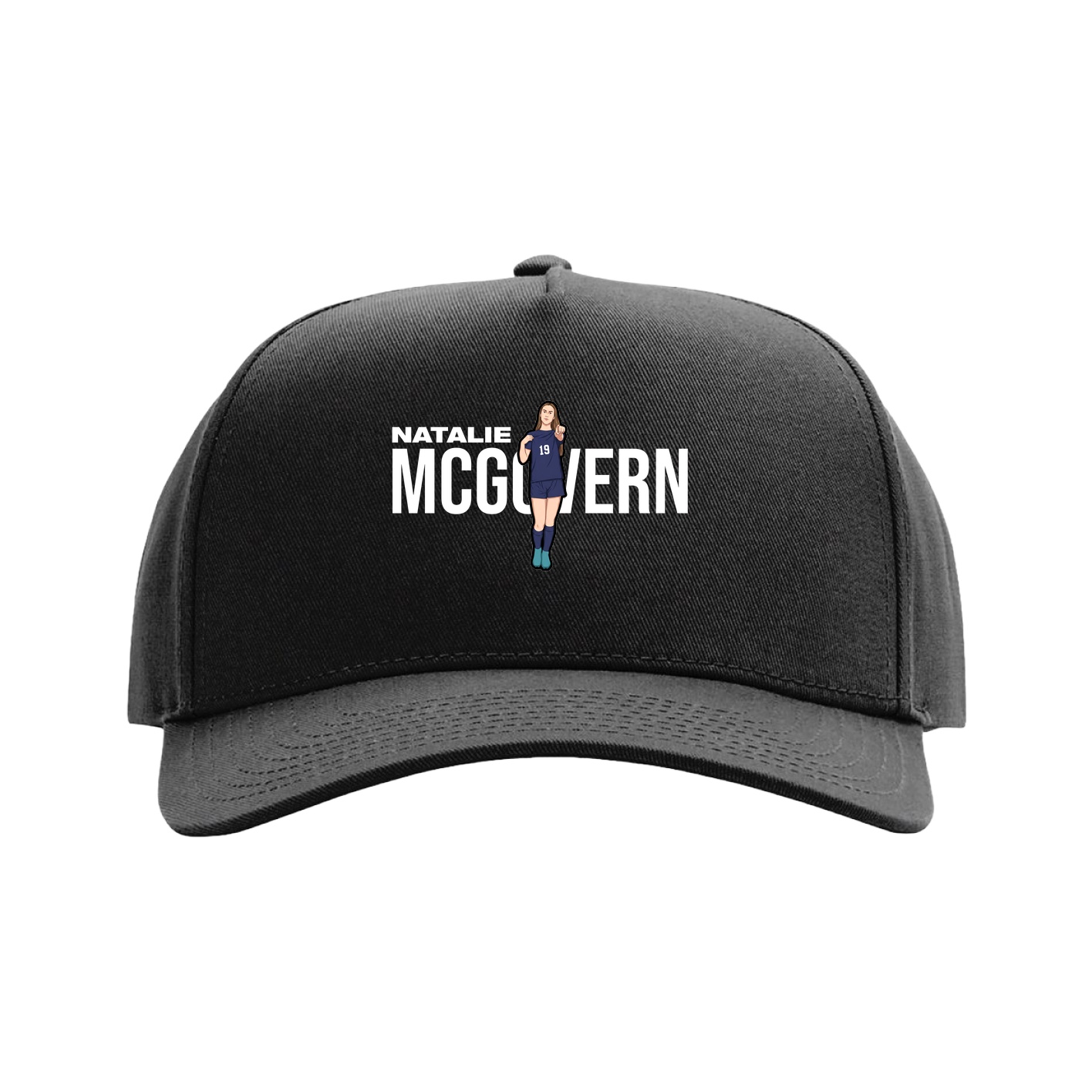 Full Fabric Five-Panel Champ Cap — Player Name in Black