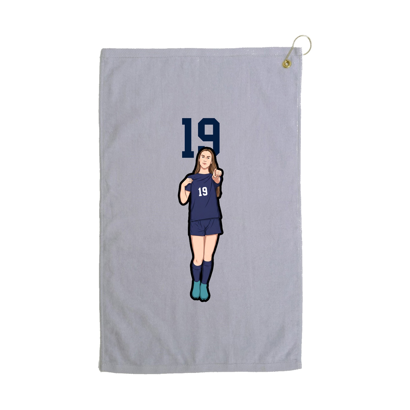 Golf Towel — Number Top in Grey