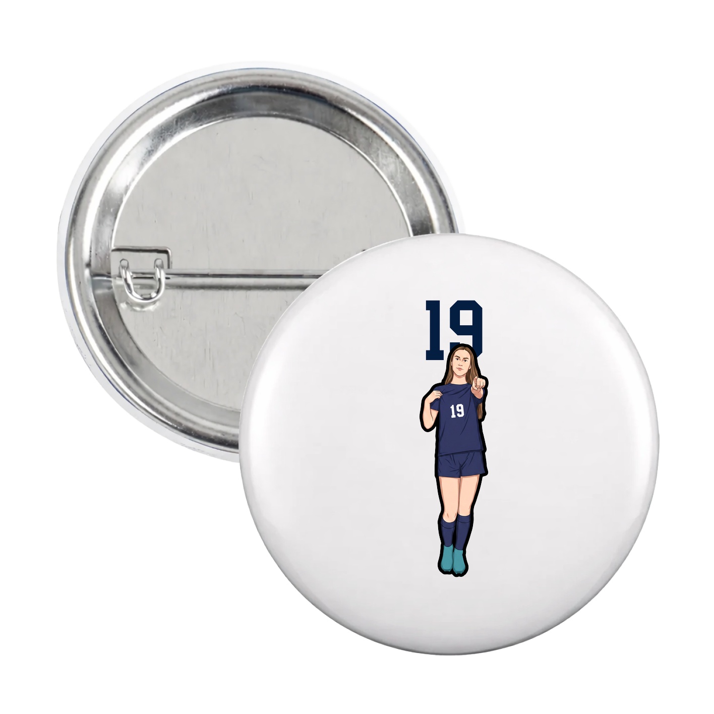 Game Day Button — Number Top in White