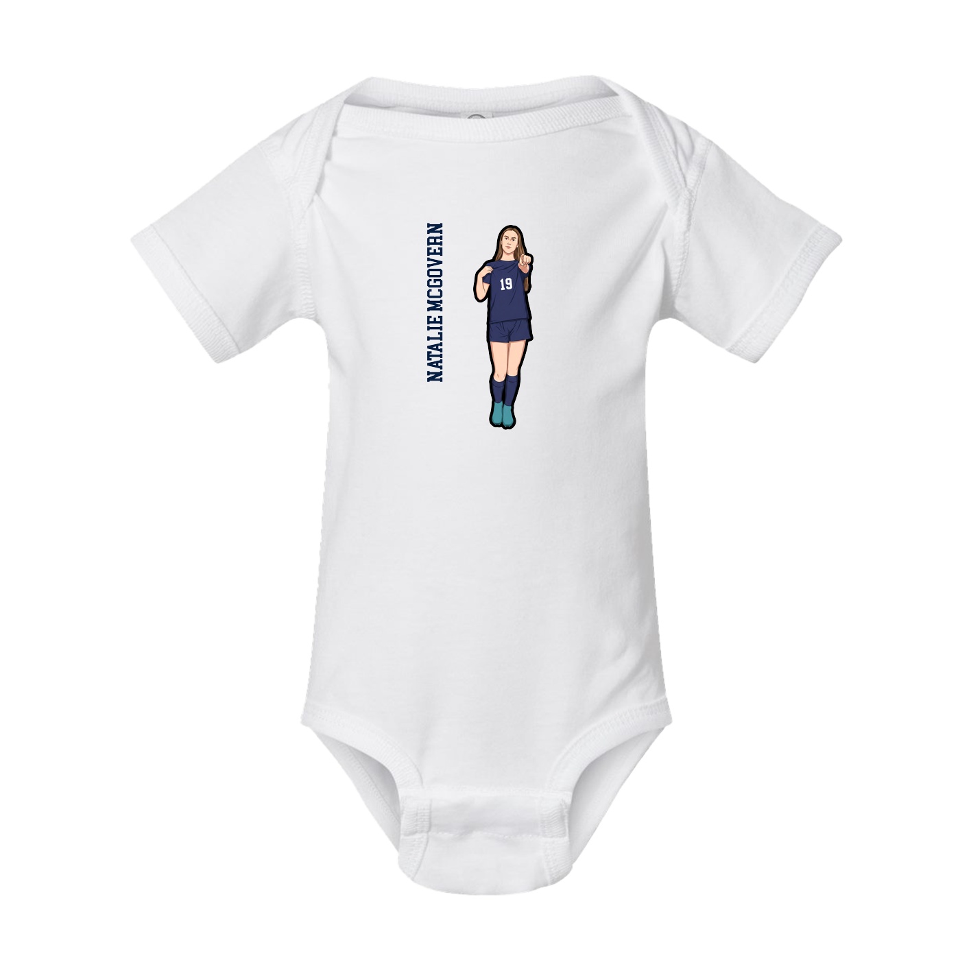 Baby Onesie — Name Vertical in White