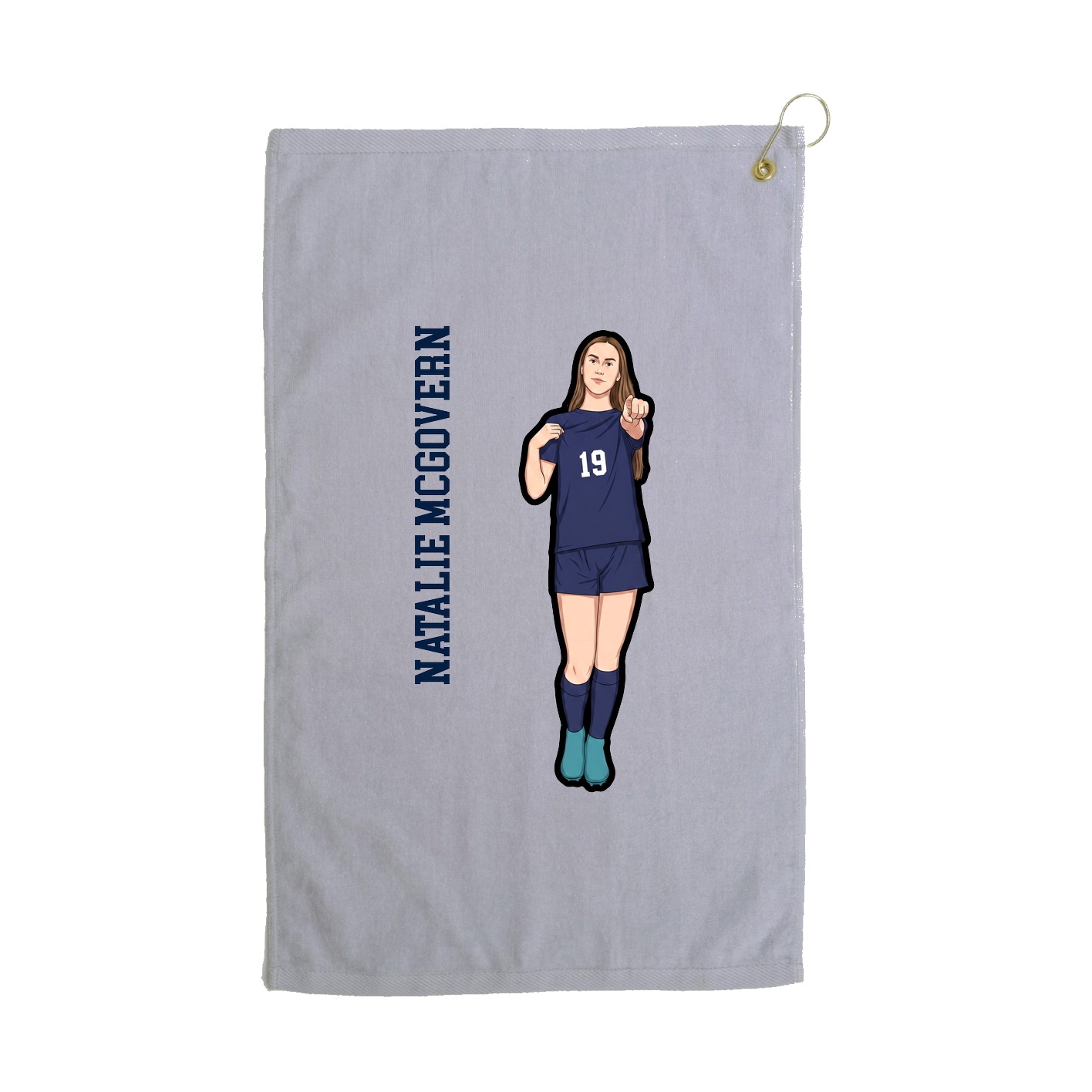 Golf Towel — Name Vertical in Grey
