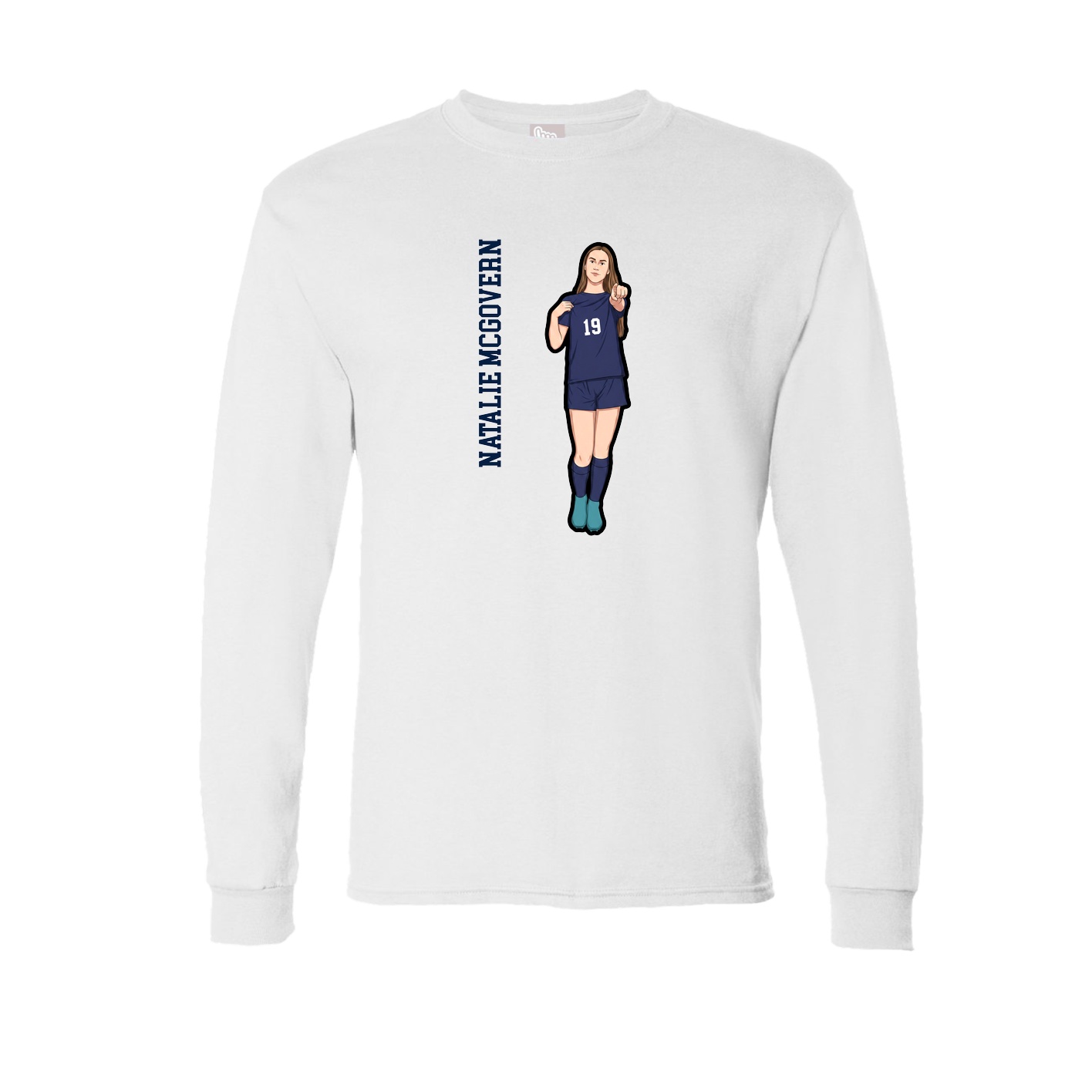 Long Sleeve Tee — Name Vertical in White