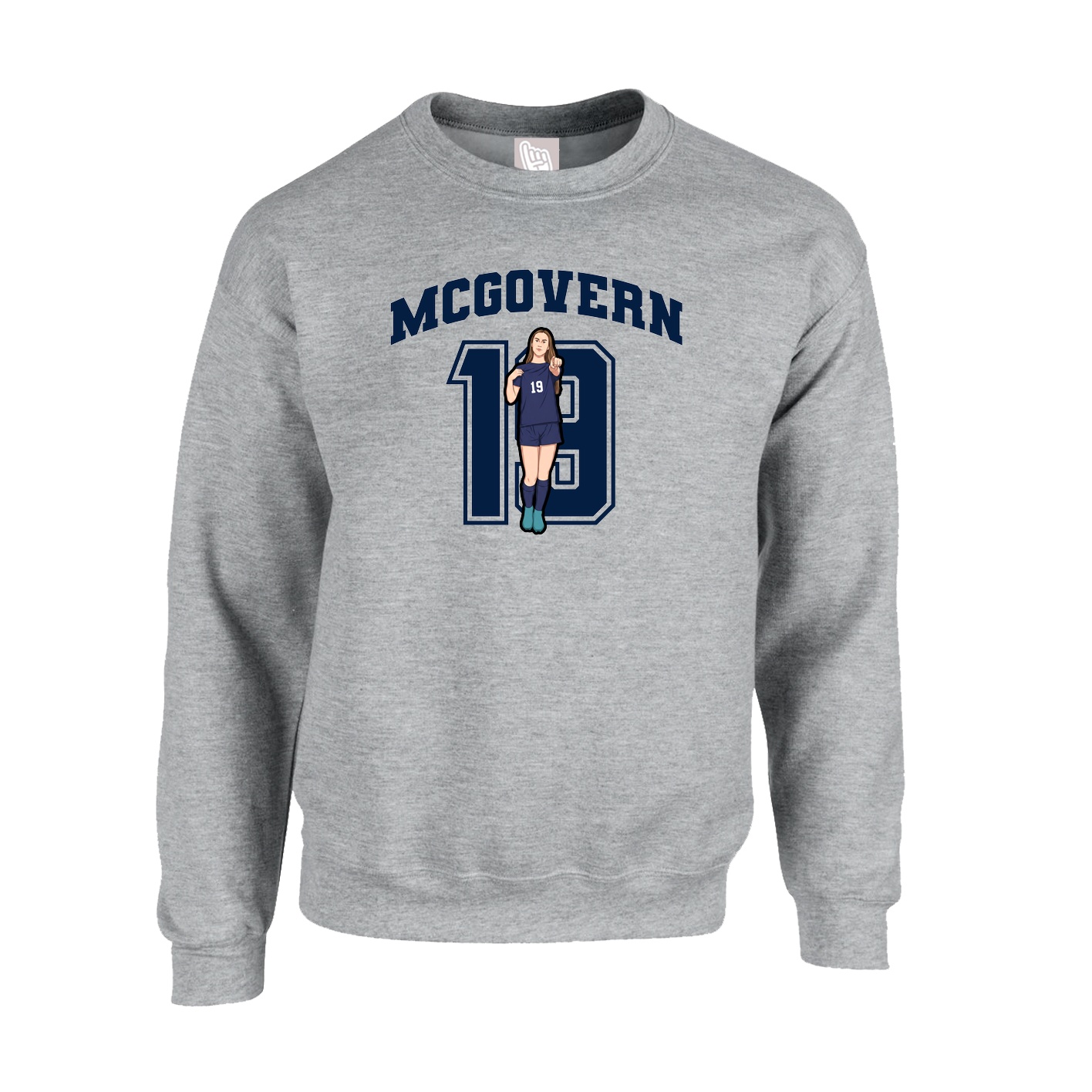 Fleece Crew — Number in Grey
