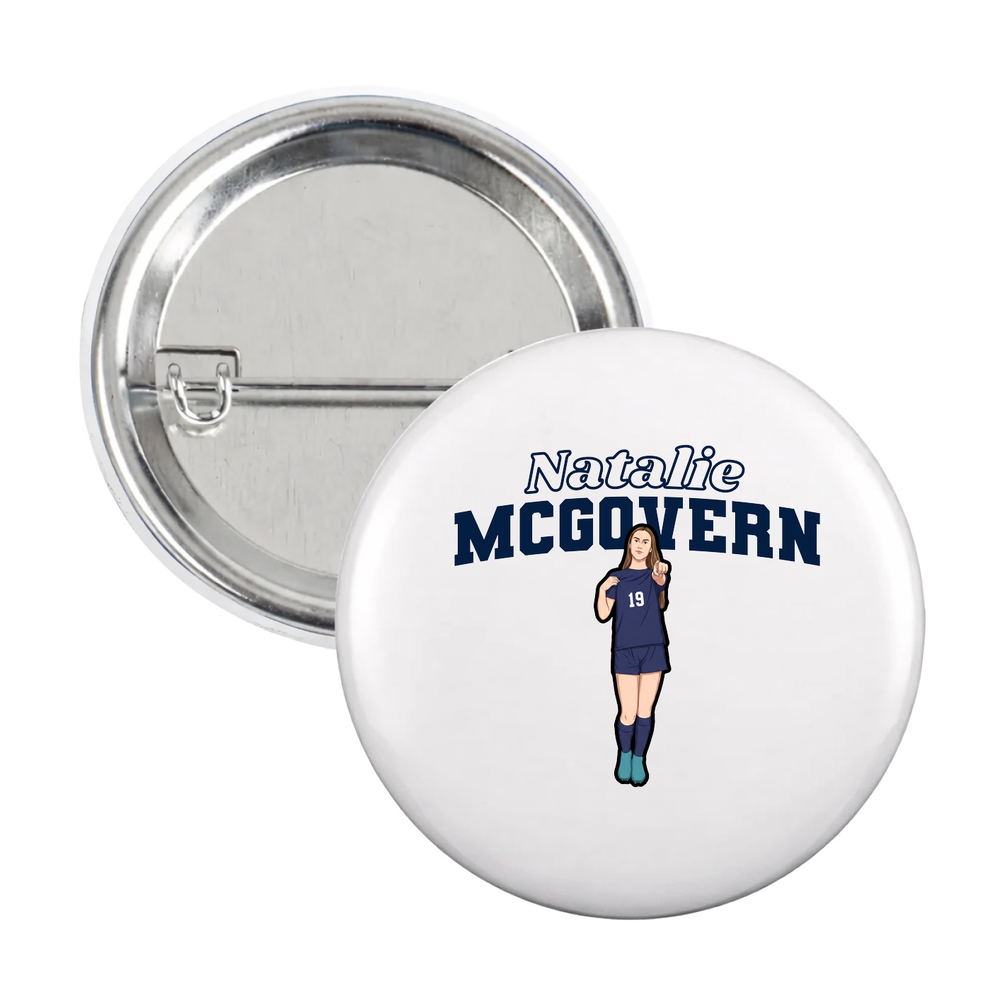 Game Day Button — Name Arch in White