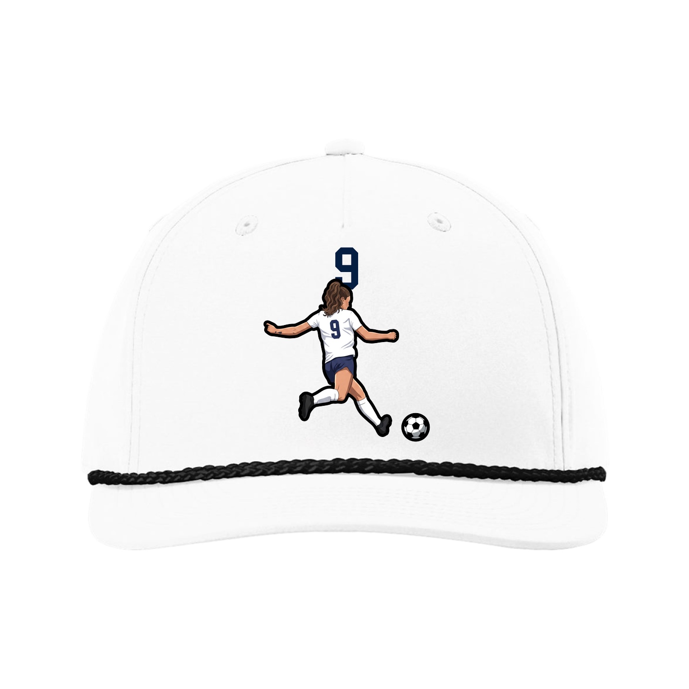 Five-Panel Classic Rope Cap — Number Top in White