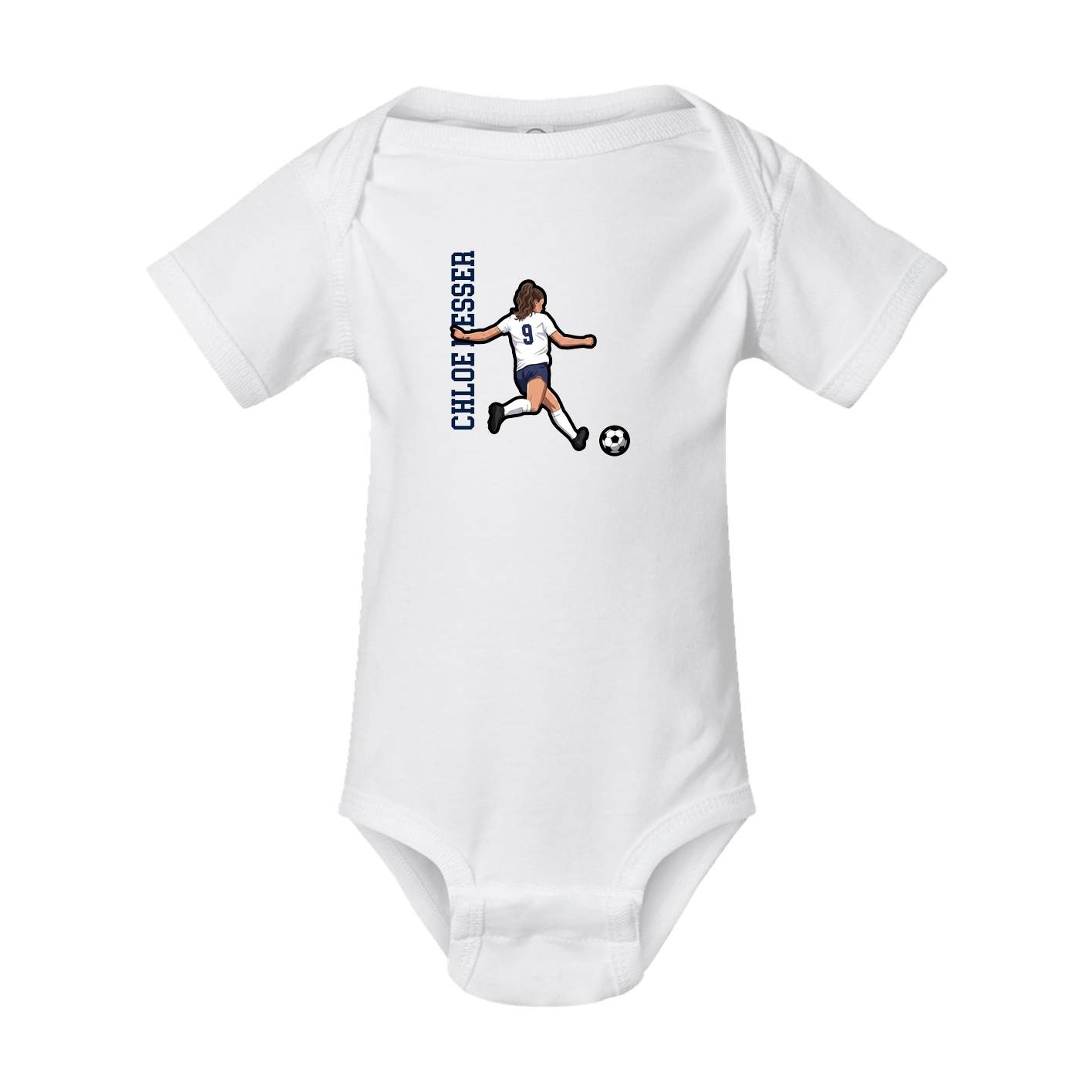 Baby Onesie — Name Vertical in White