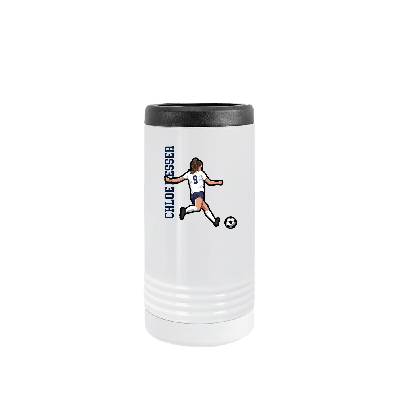 Slim Beverage Holder — Name Vertical in White