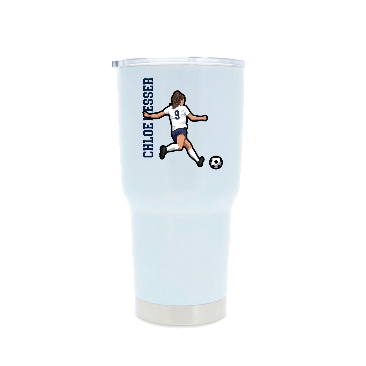 30oz Stainless Steel Tumbler — Name Vertical in White