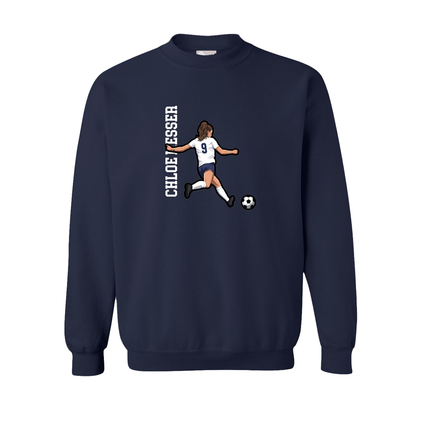 Fleece Crew — Name Vertical in Navy