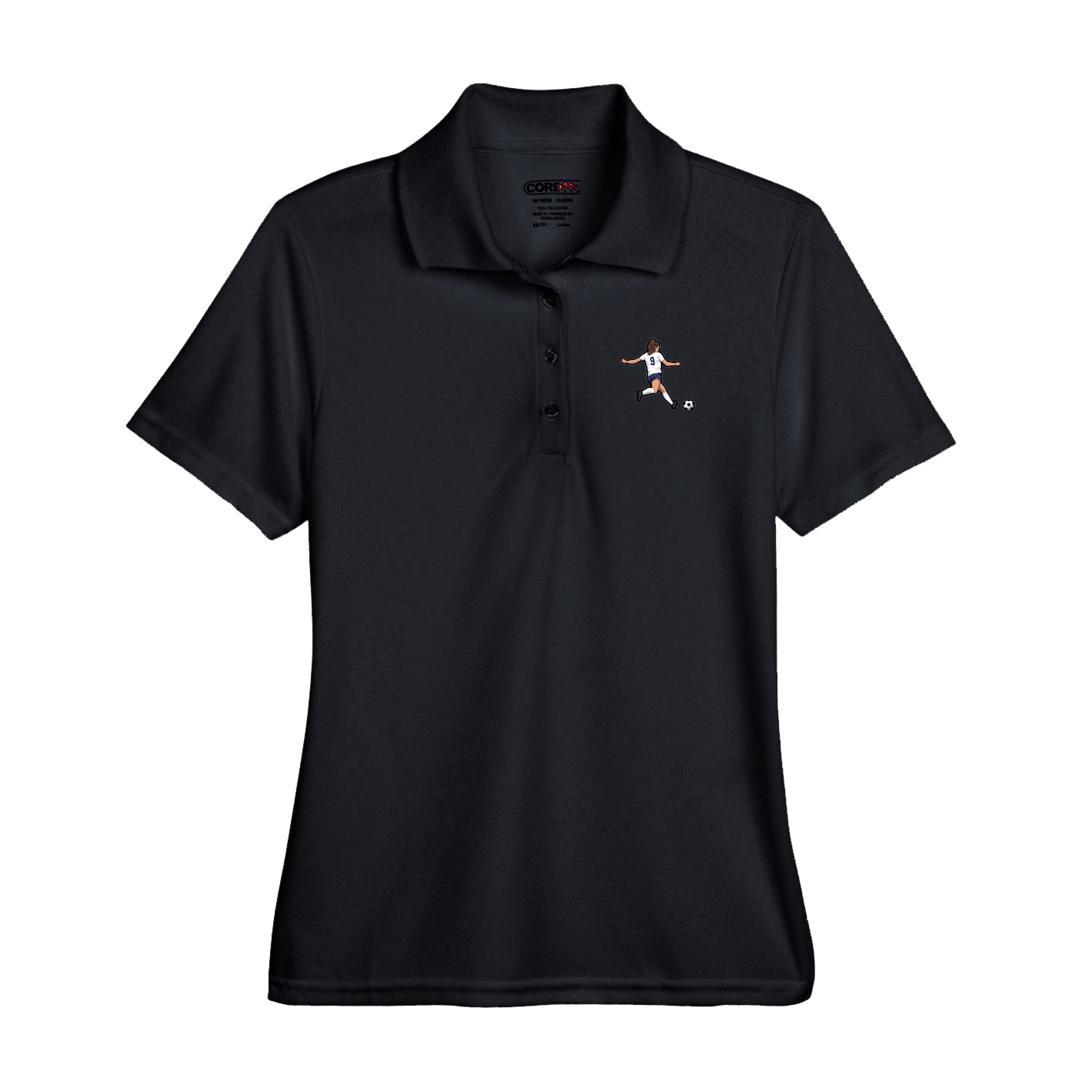Performance Polo — Name Vertical in Black