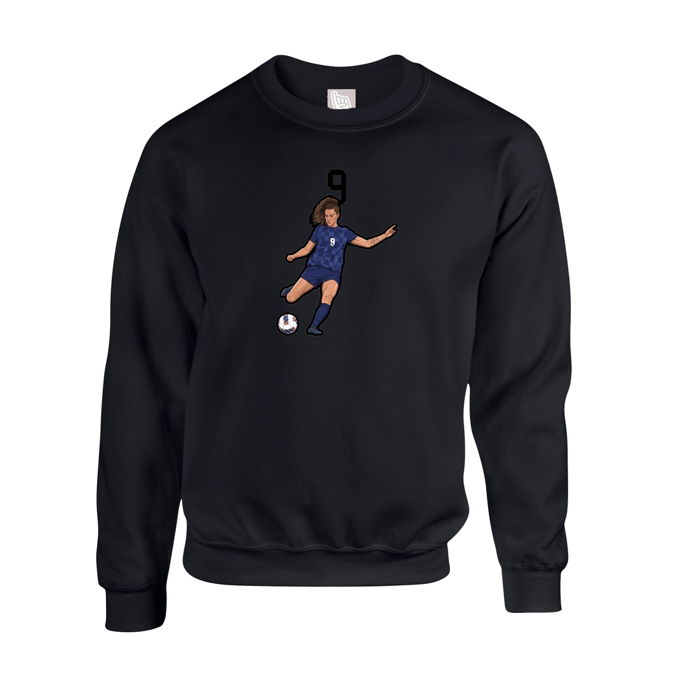 Fleece Crew — Number Top in Black