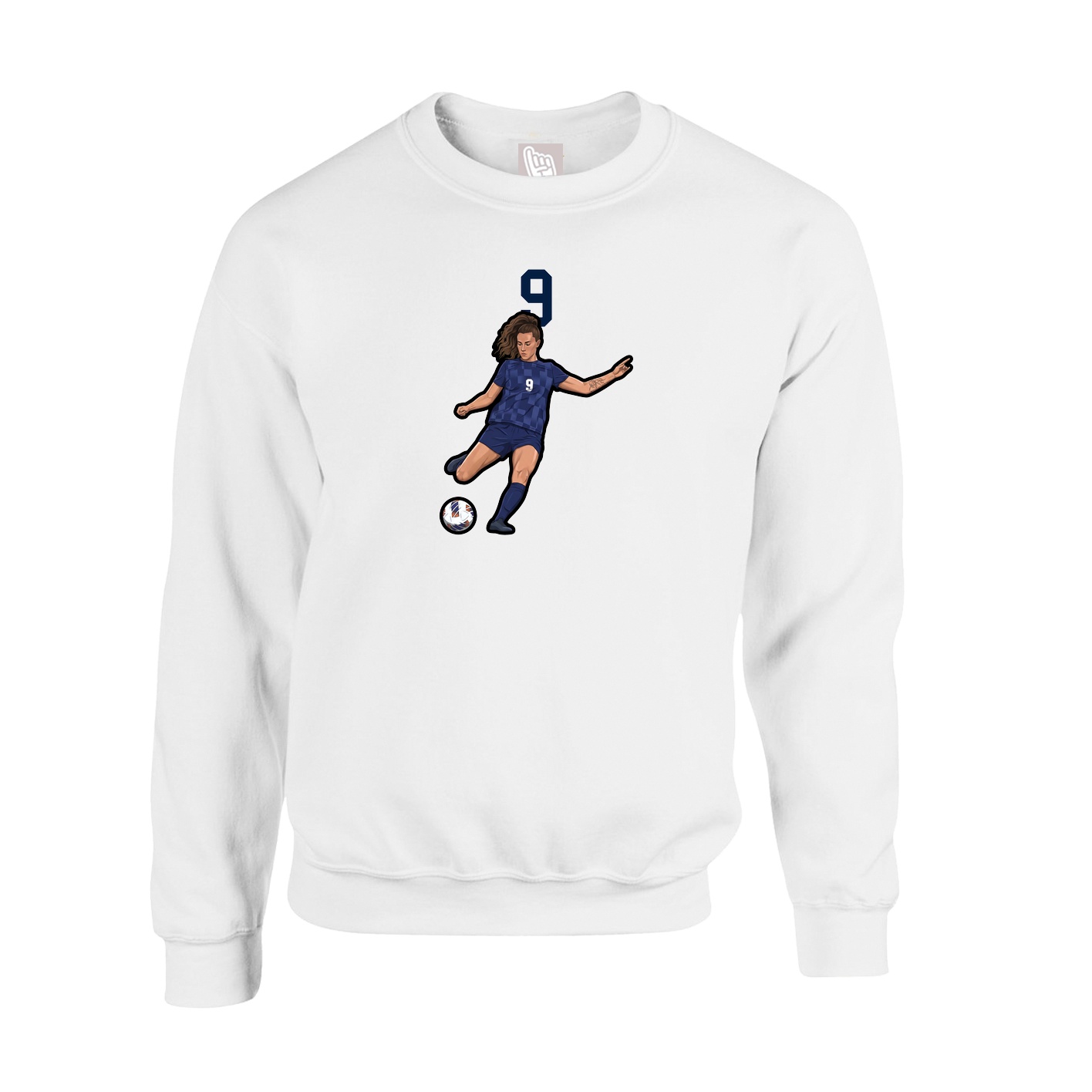 Fleece Crew — Number Top in White