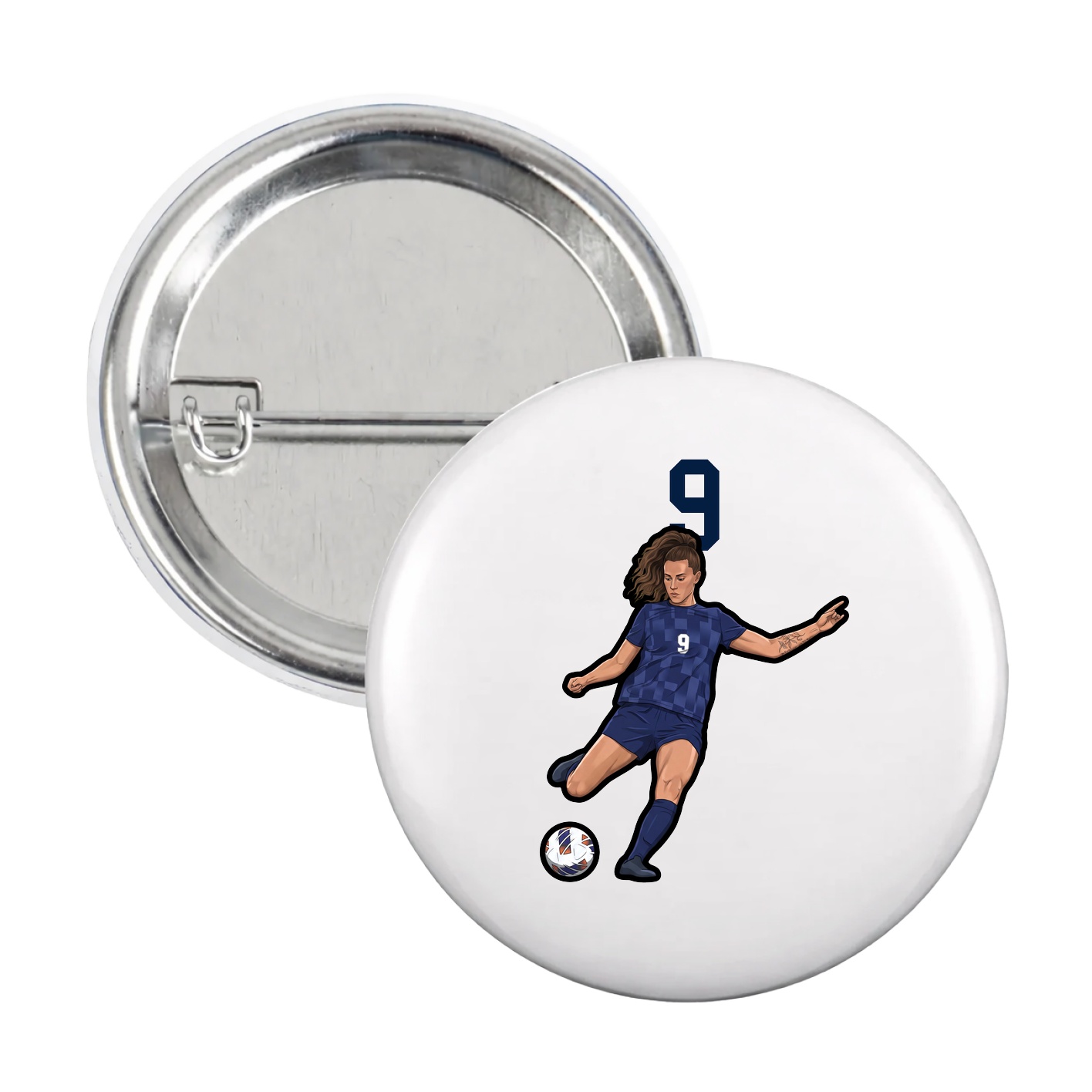 Game Day Button — Number Top in White