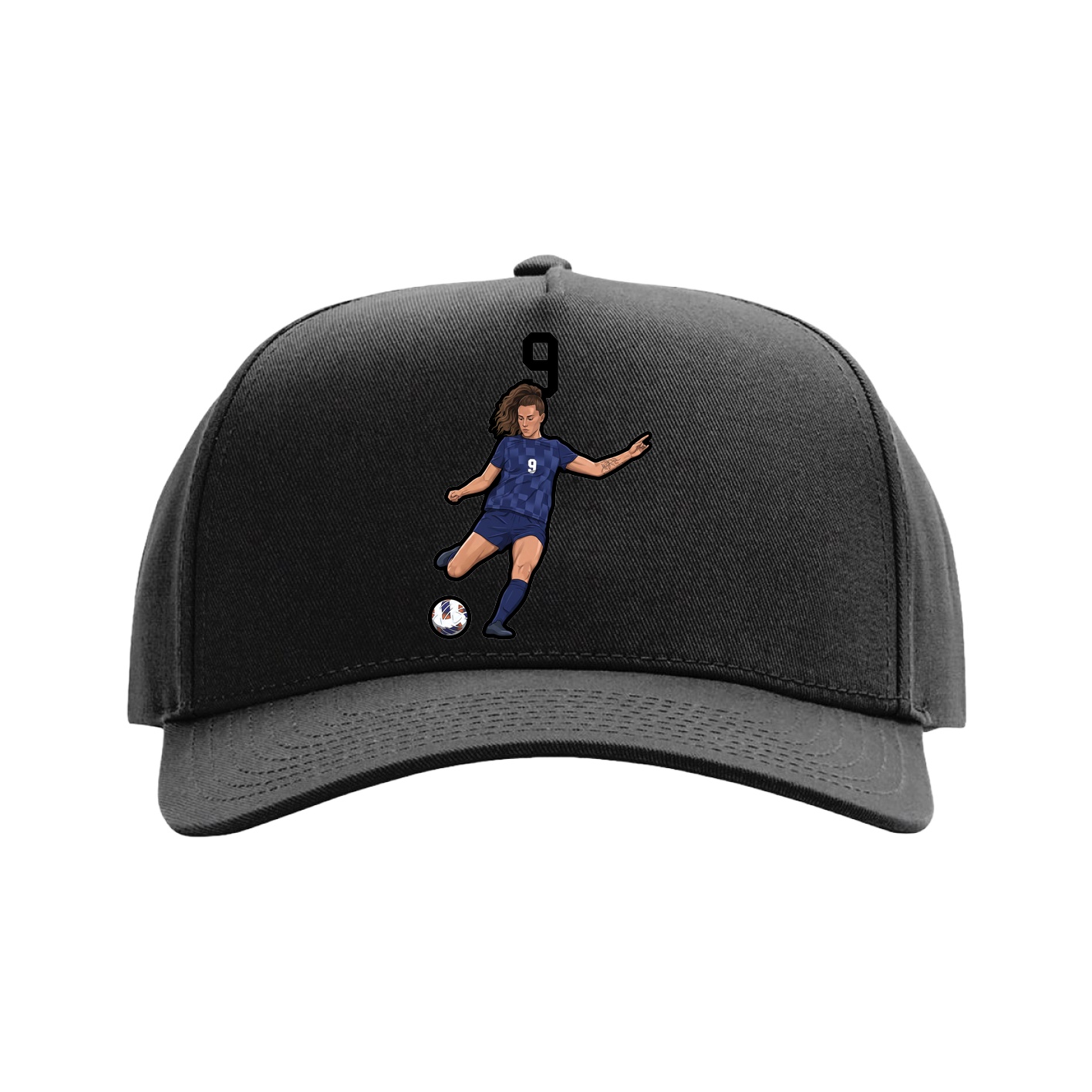 Full Fabric Five-Panel Champ Cap — Number Top in Black