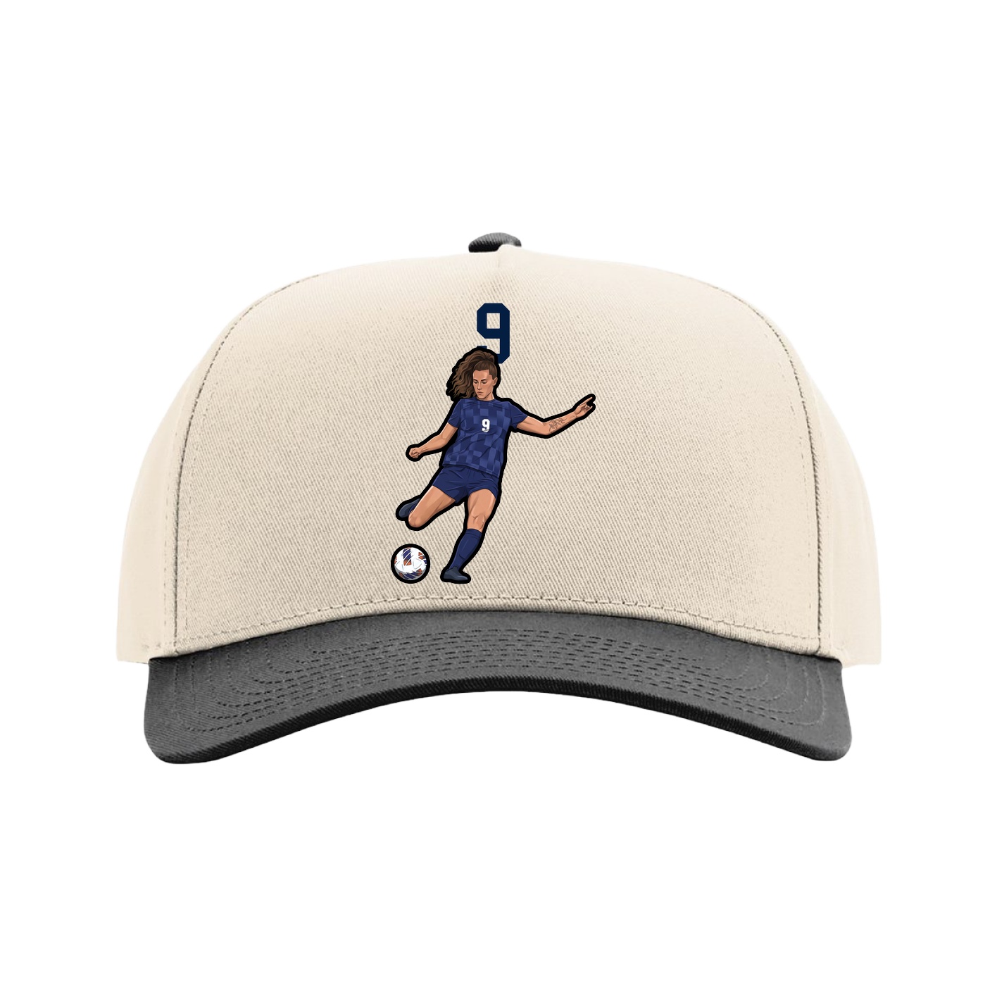 Full Fabric Five-Panel Champ Cap — Number Top in Cream/Black