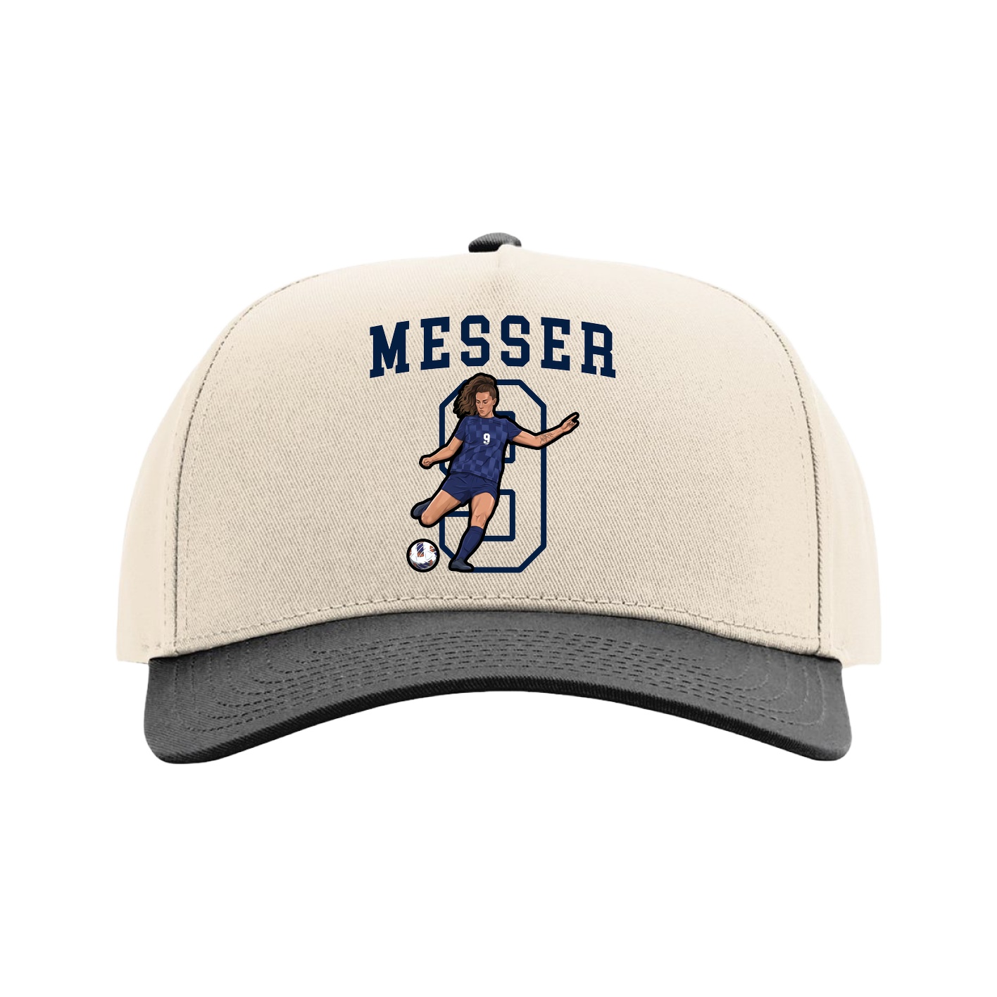 Full Fabric Five-Panel Champ Cap — Shirsey in Cream/Black