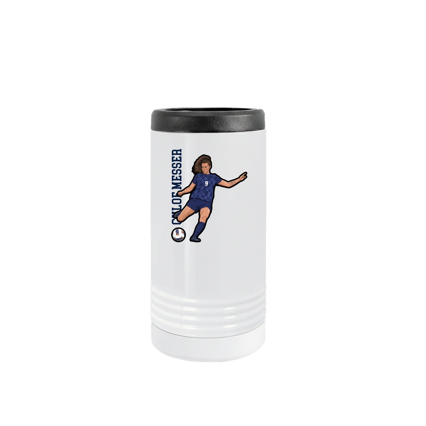 Slim Beverage Holder — Name Vertical in White