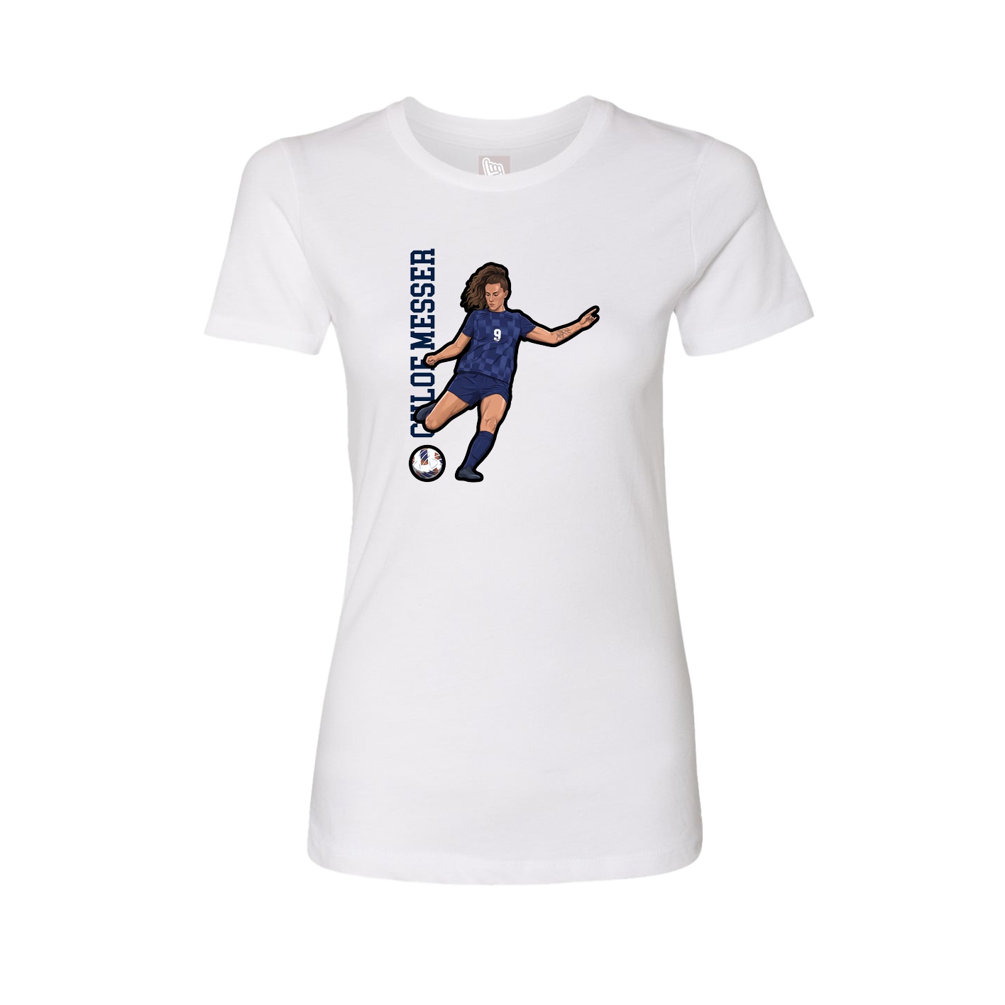 Womens Tee — Name Vertical in White