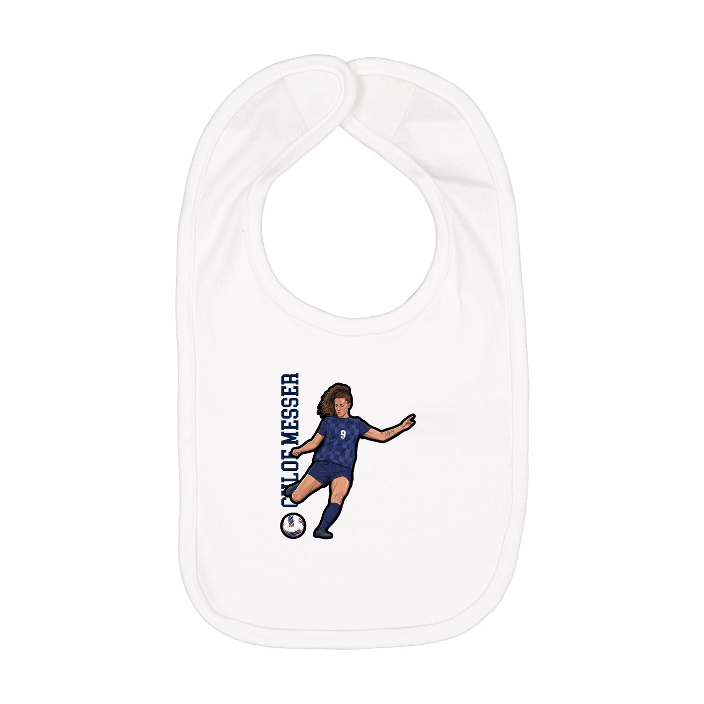 Infant Bib — Name Vertical in White
