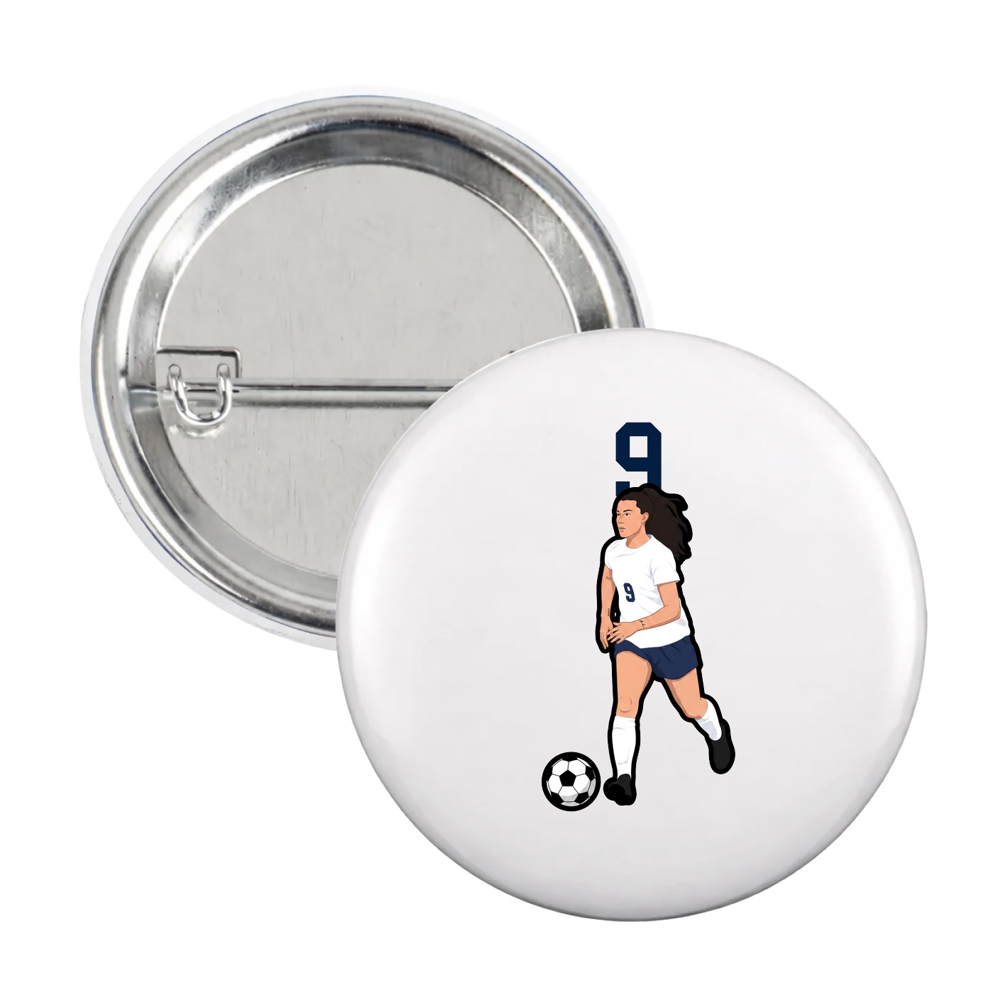 Game Day Button — Number Top in White