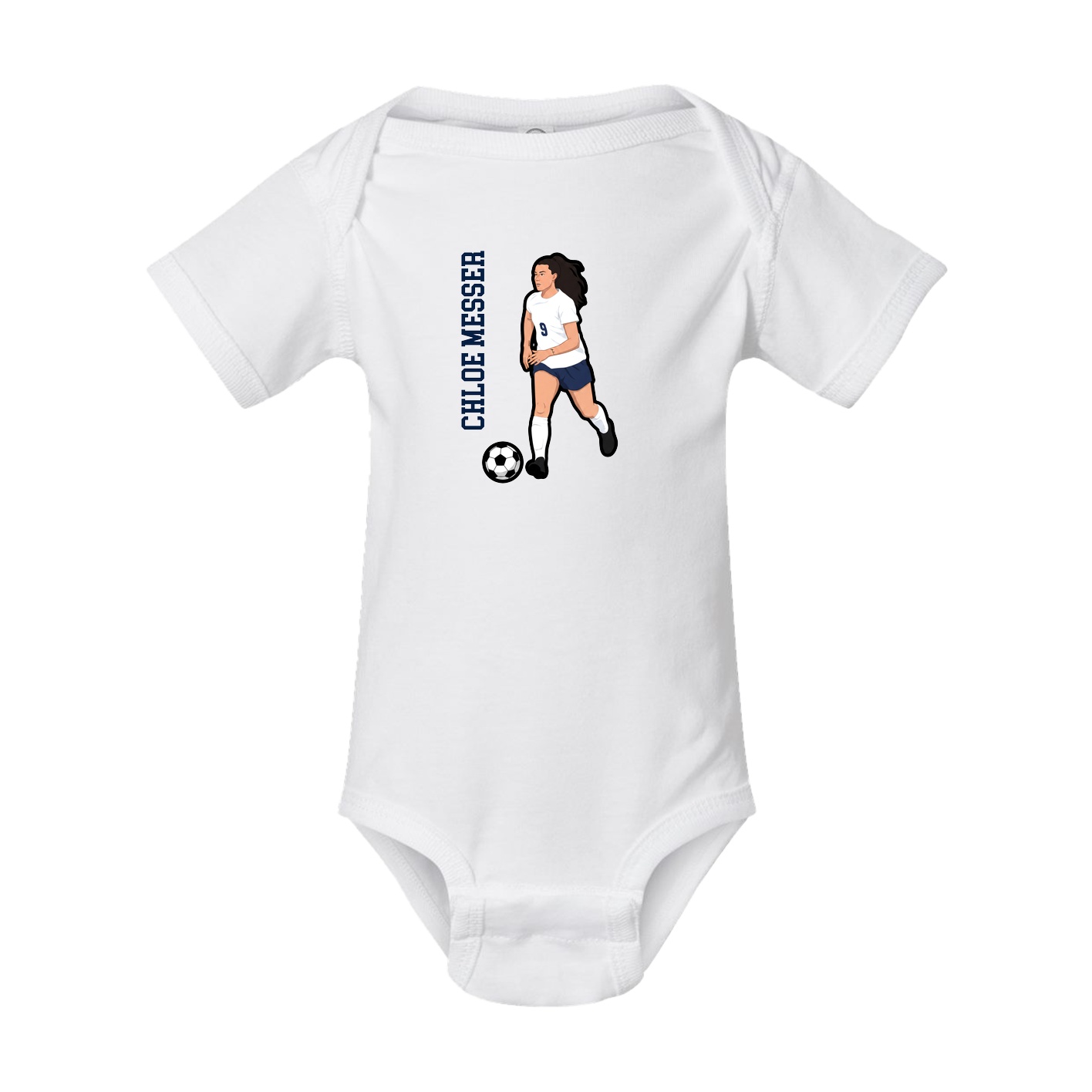 Baby Onesie — Name Vertical in White