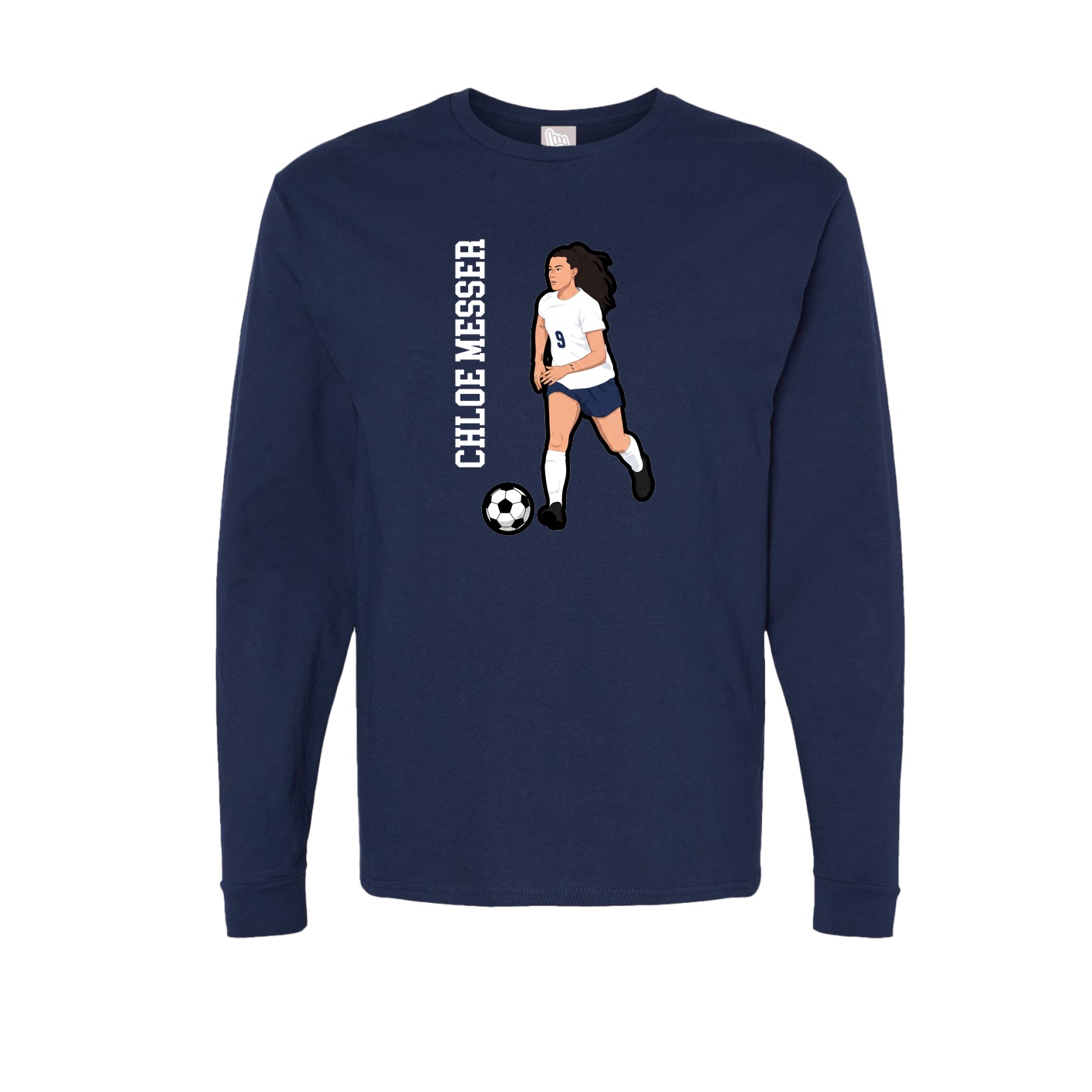 Long Sleeve Tee — Name Vertical in Navy