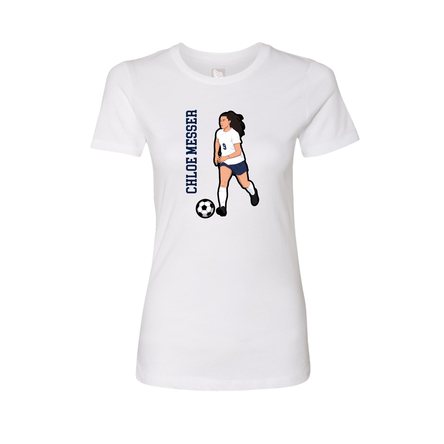 Womens Tee — Name Vertical in White