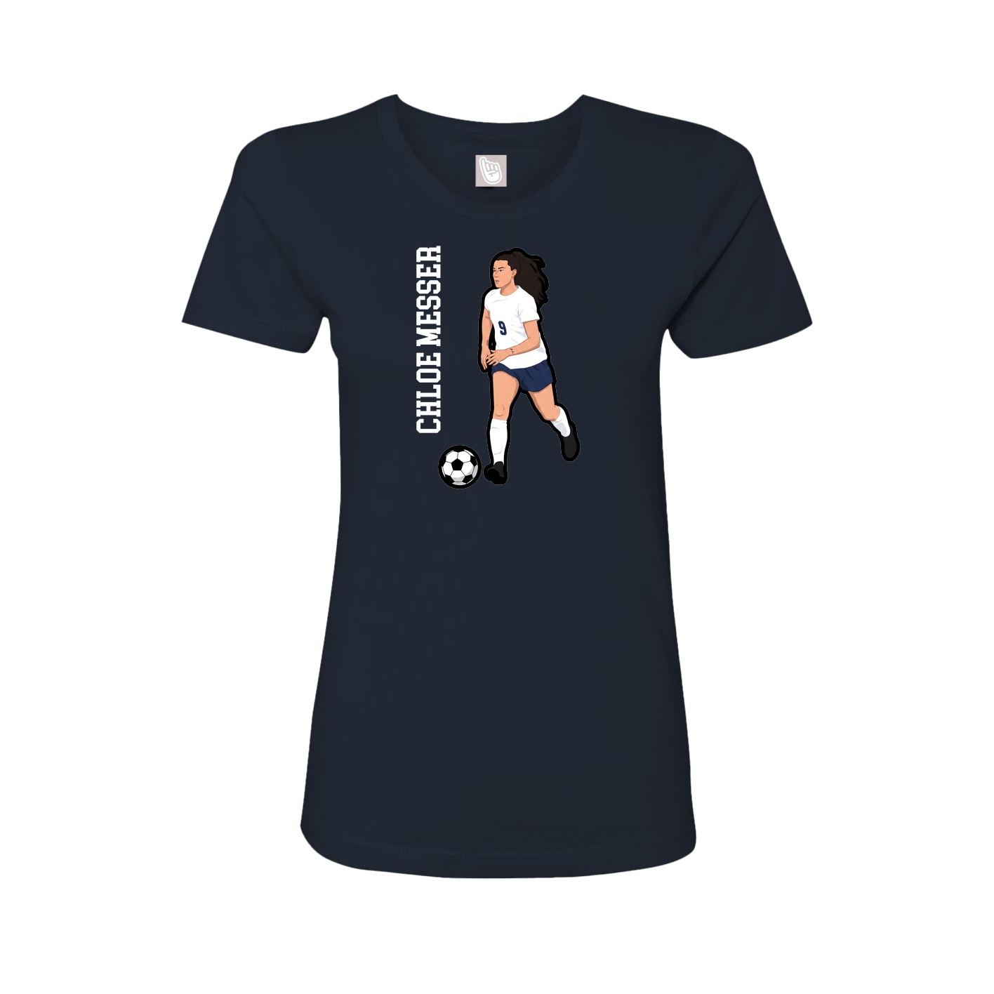 Fitted Women's Tee — Name Vertical in Navy