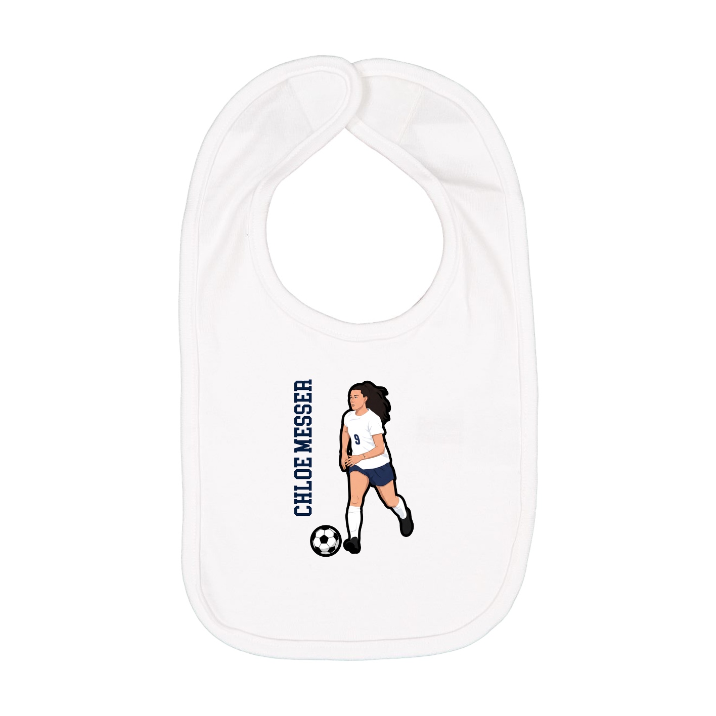 Infant Bib — Name Vertical in White