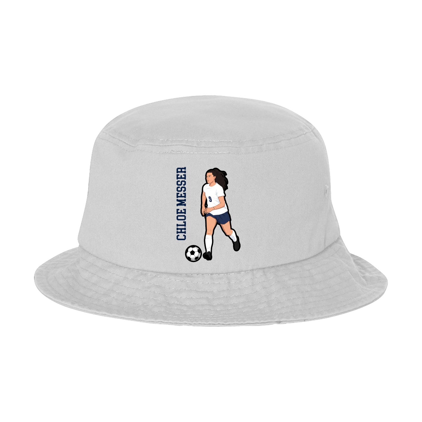 Bucket Cap — Name Vertical in White