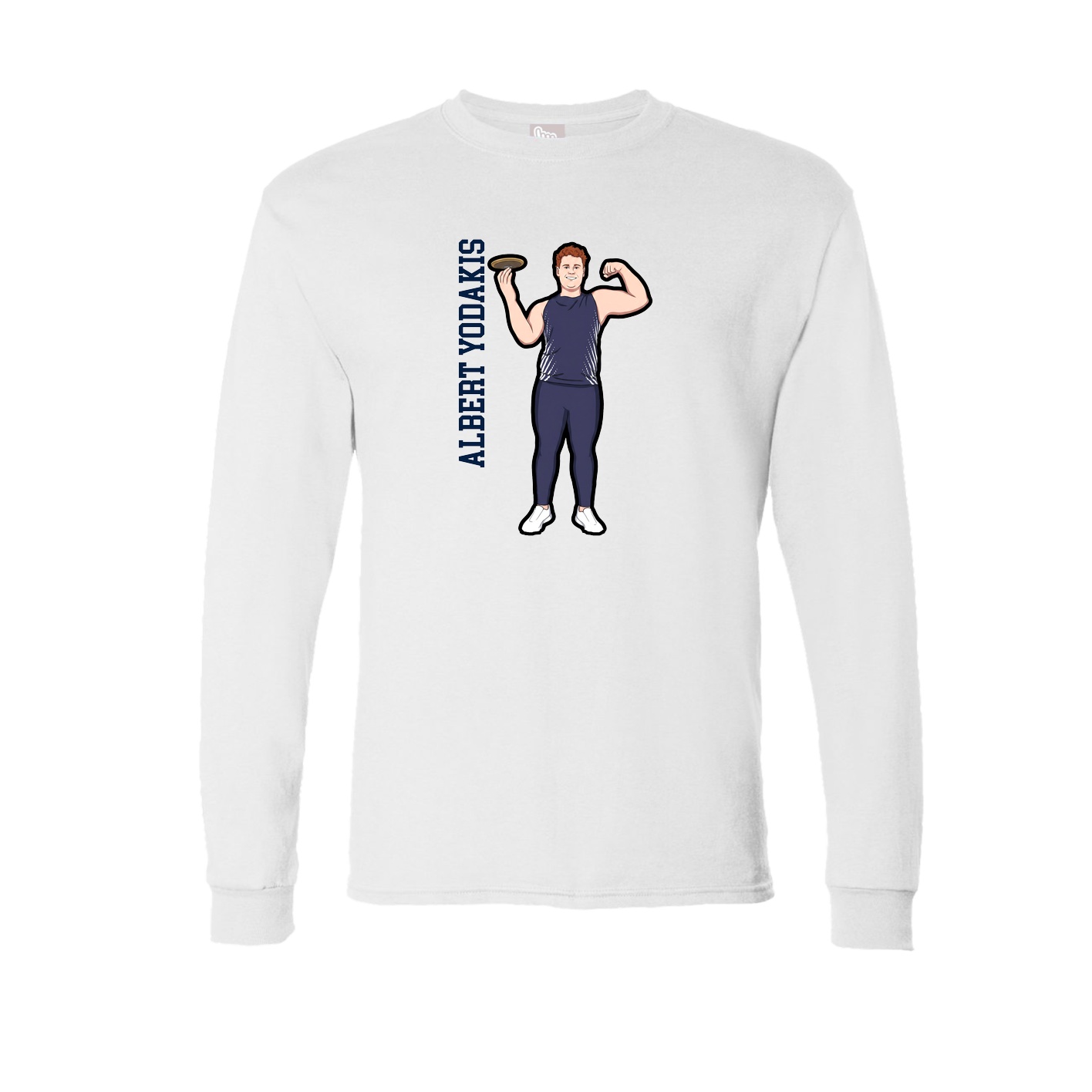 Long Sleeve Tee — Name Vertical in White
