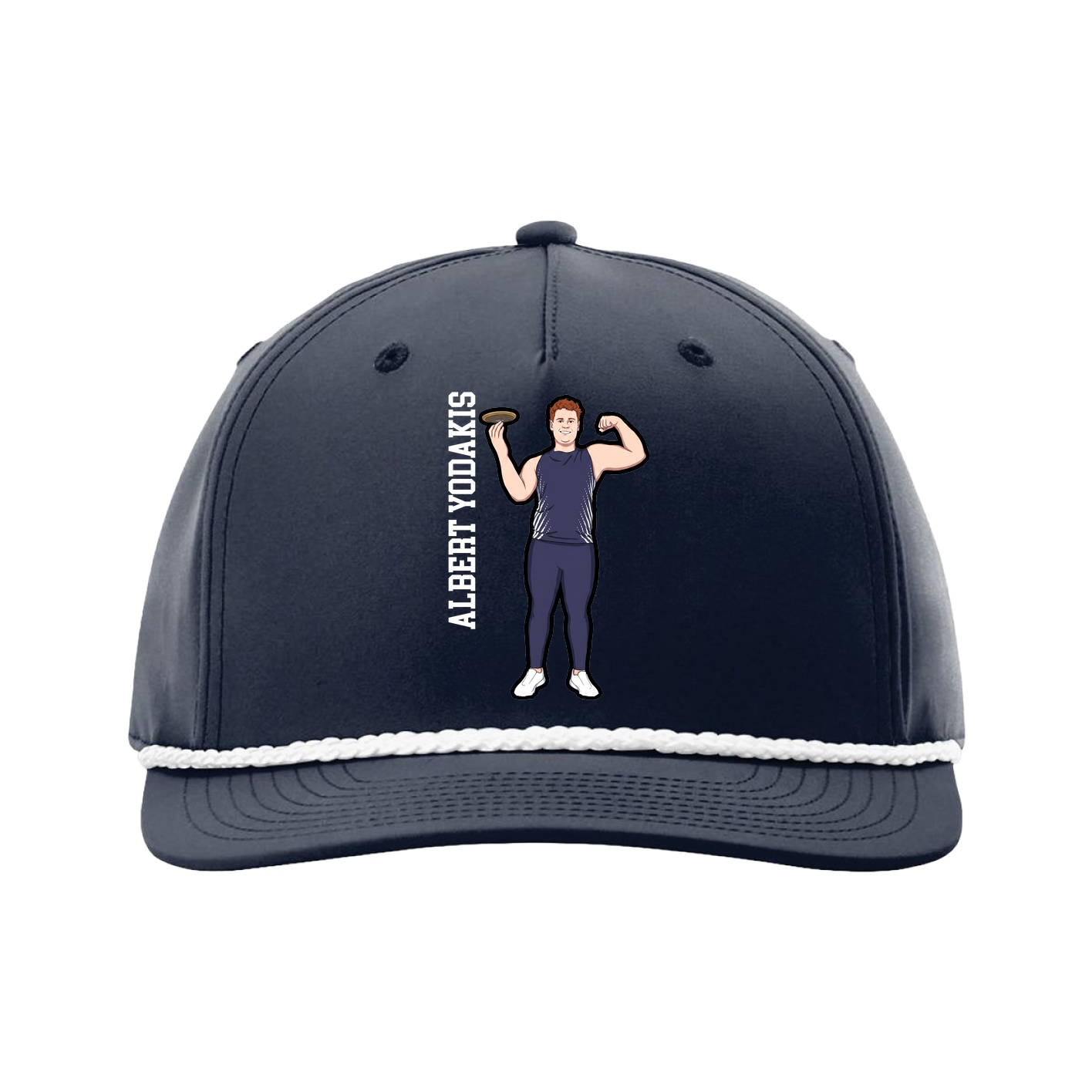Five-Panel Classic Rope Cap — Name Vertical in Navy