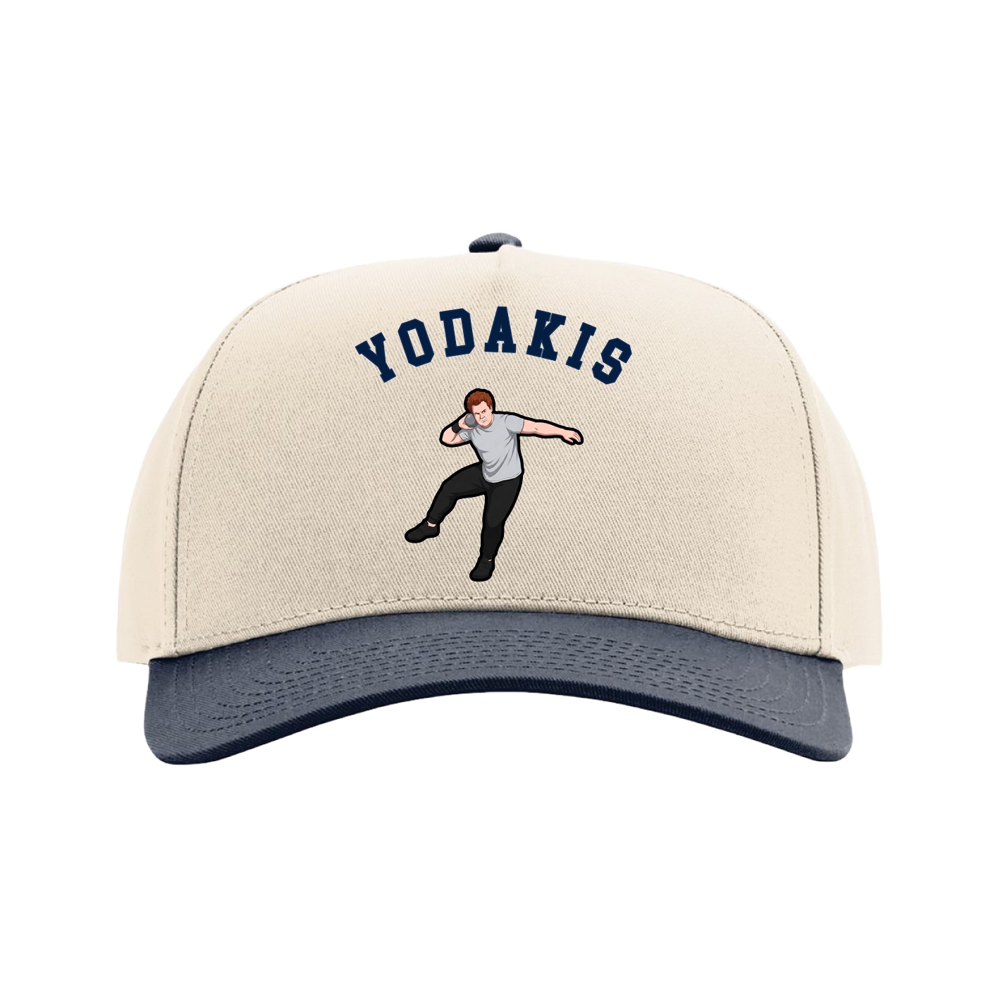 Full Fabric Five-Panel Champ Cap — Shirsey Arch in Cream/Navy