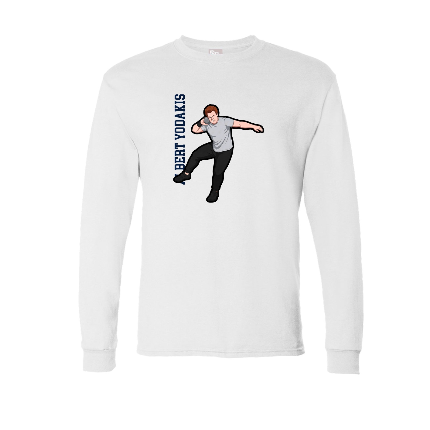 Long Sleeve Tee — Name Vertical in White