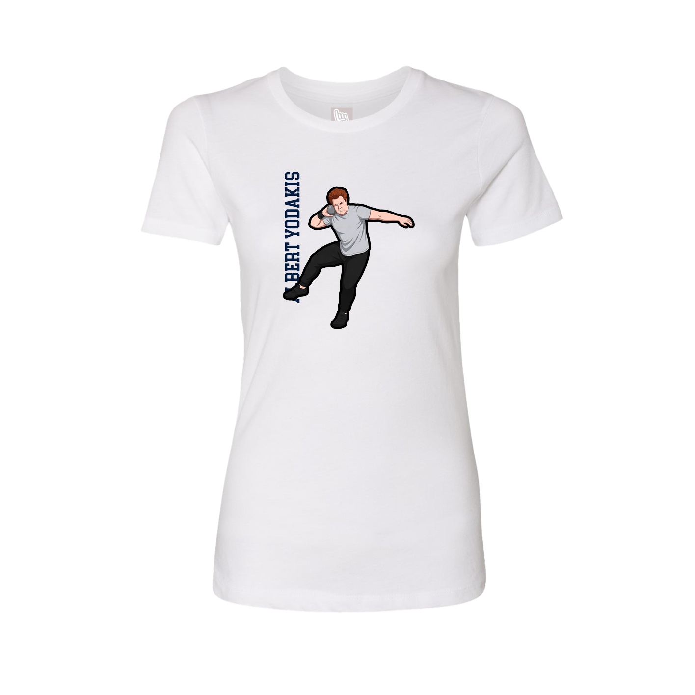Fitted Women's Tee — Name Vertical in White