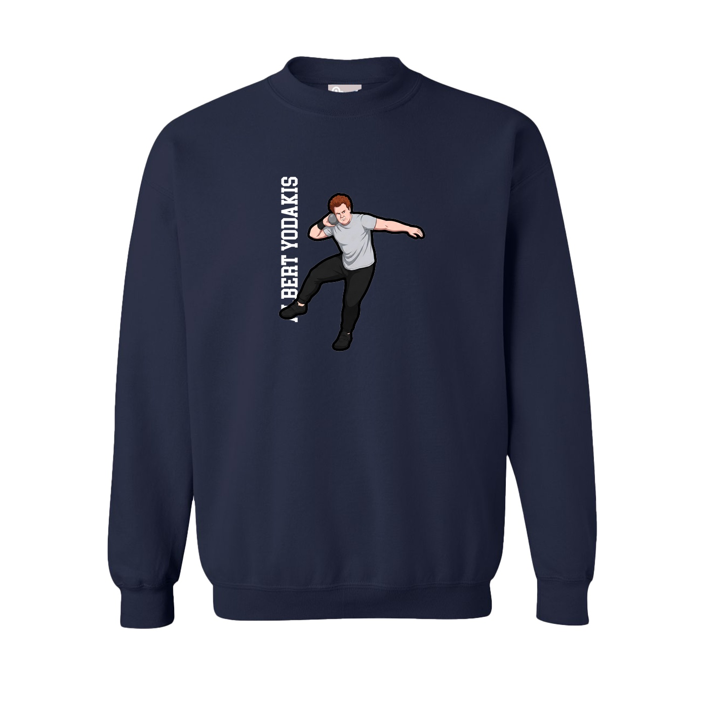 Fleece Crew — Name Vertical in Navy