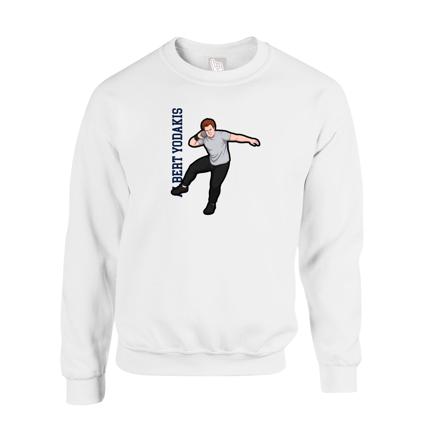 Fleece Crew — Name Vertical in White