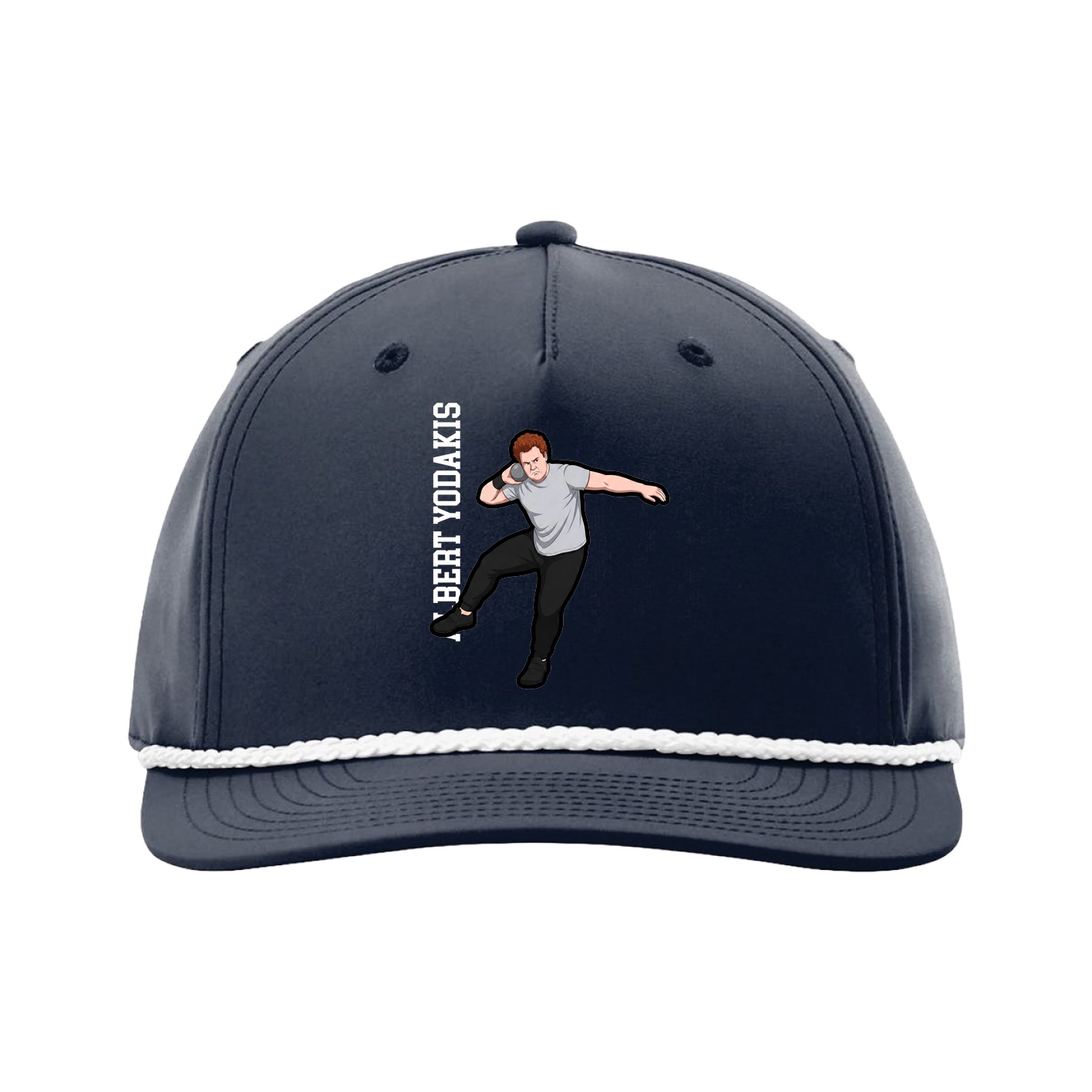 Five-Panel Classic Rope Cap — Name Vertical in Navy