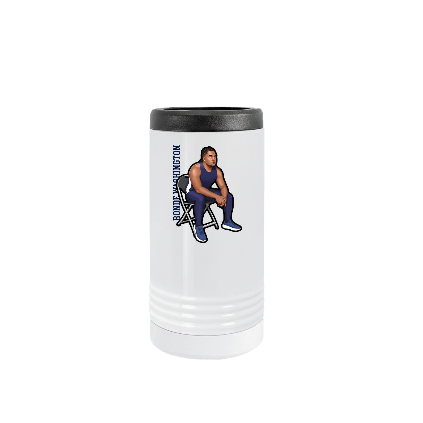 Slim Beverage Holder — Name Vertical in White
