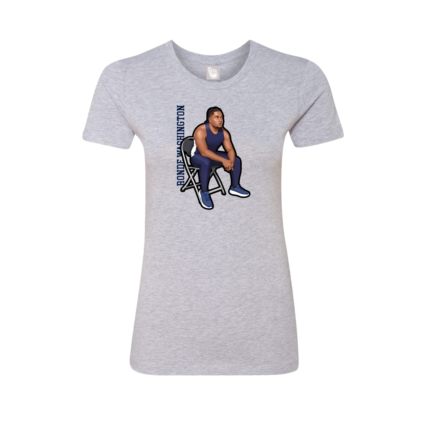 Fitted Women's Tee — Name Vertical in Grey