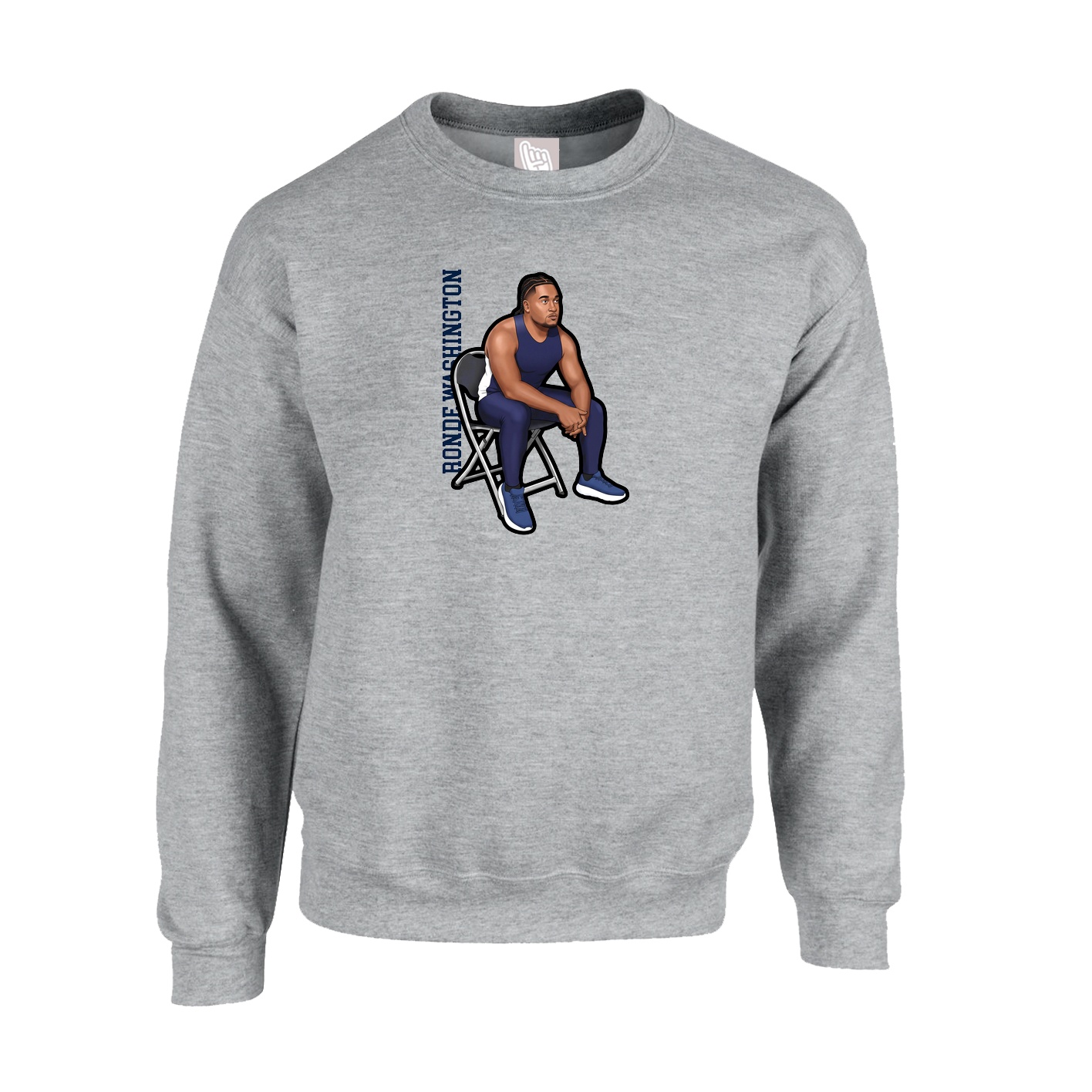Fleece Crew — Name Vertical in Grey